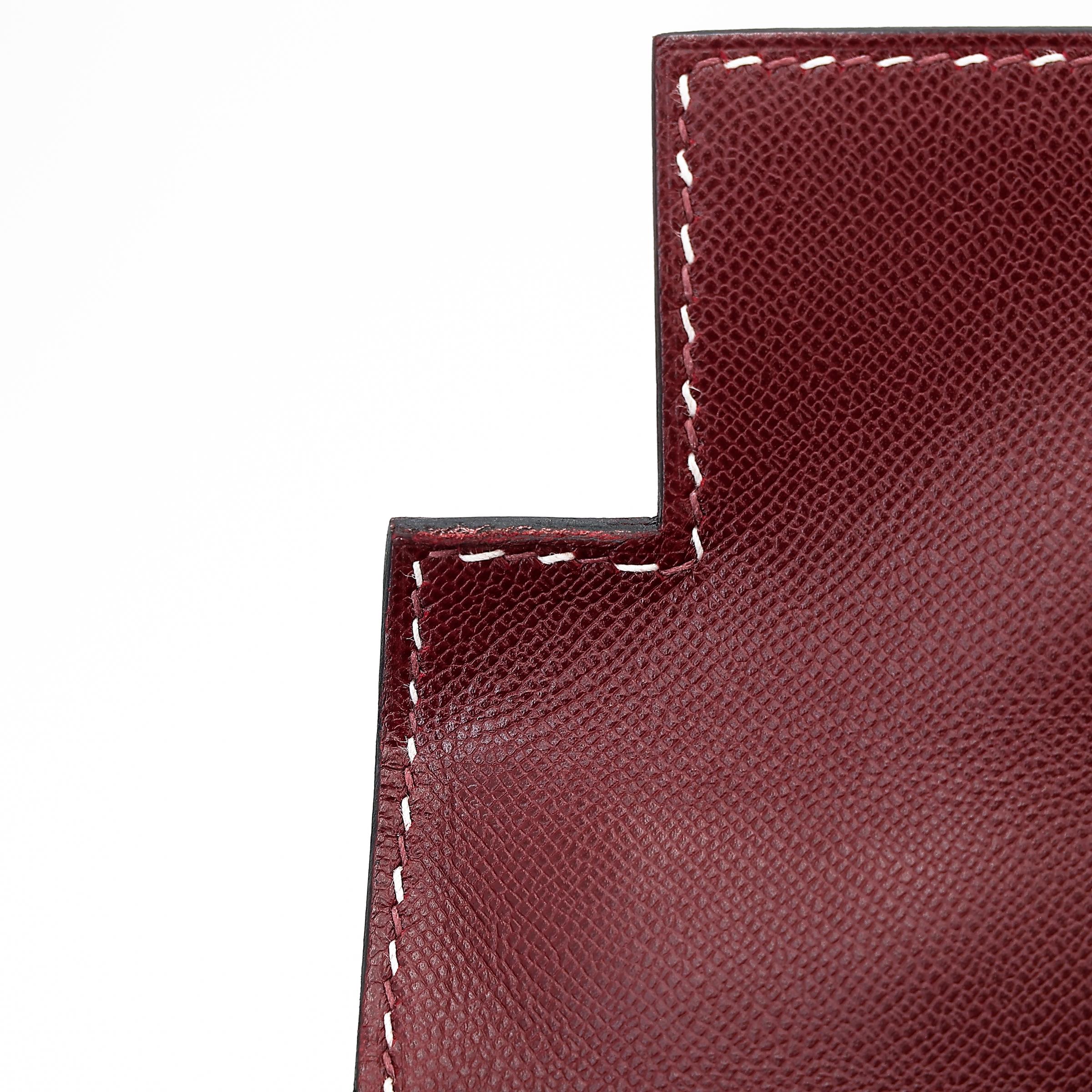 A美品 HERMÈS 爱马仕 限量收藏款 Kelly 28 外缝 Miss You 55 爱马仕红 Rouge H Monsieur皮 银扣 C刻 2018年 - 32