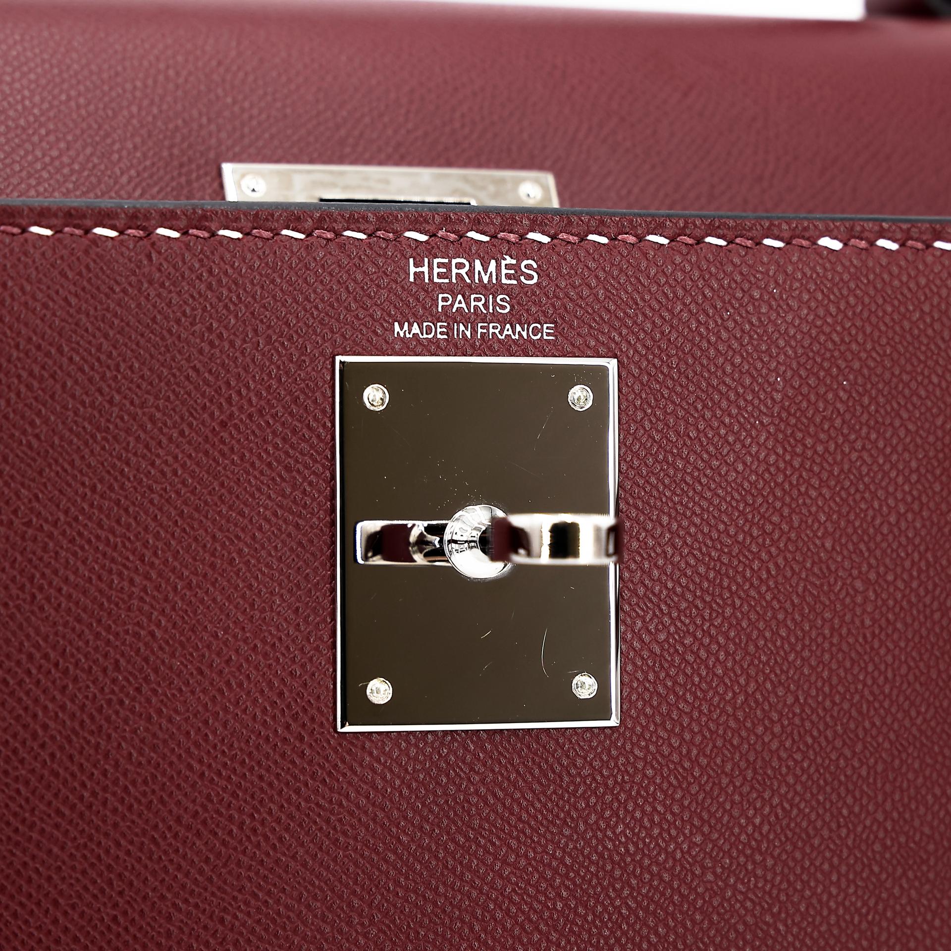 Very Good ( Rank A) HERMÈS Limited Edition Kelly 28 Sellier Miss You Rouge H (55) Monsieur Palladium hardware C (2018) - 33