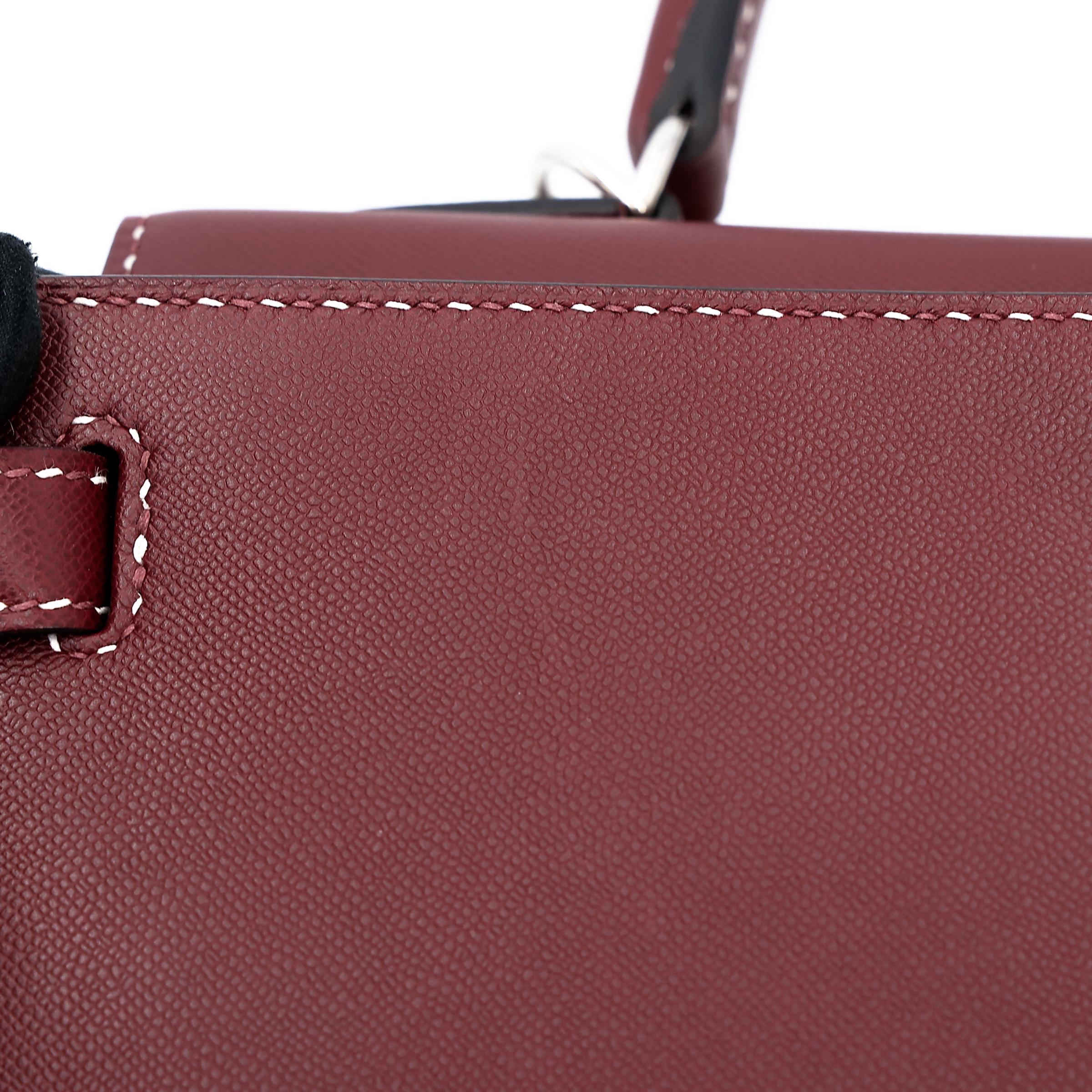 A美品 HERMÈS 爱马仕 限量收藏款 Kelly 28 外缝 Miss You 55 爱马仕红 Rouge H Monsieur皮 银扣 C刻 2018年 - 34