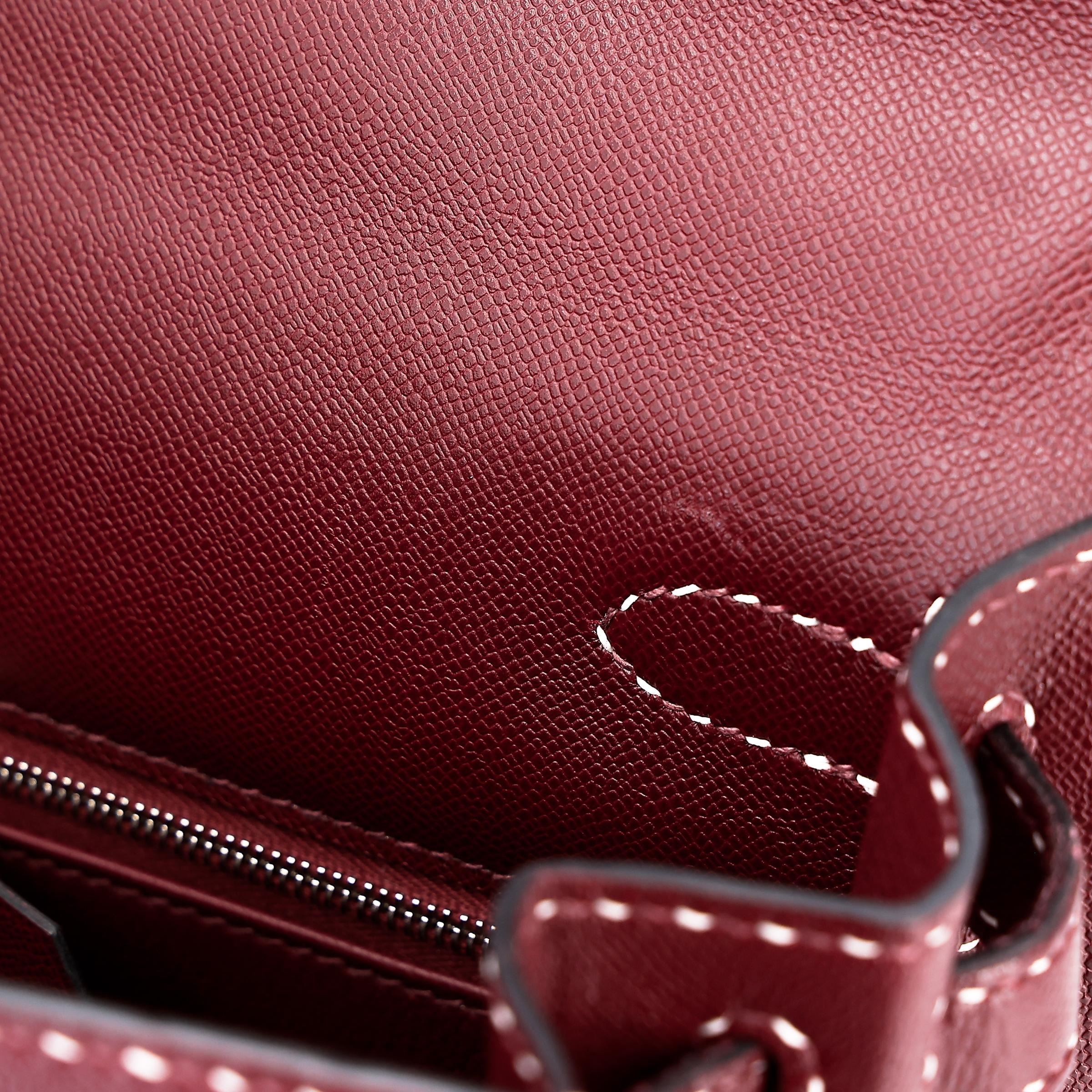 A美品 HERMÈS 爱马仕 限量收藏款 Kelly 28 外缝 Miss You 55 爱马仕红 Rouge H Monsieur皮 银扣 C刻 2018年 - 35
