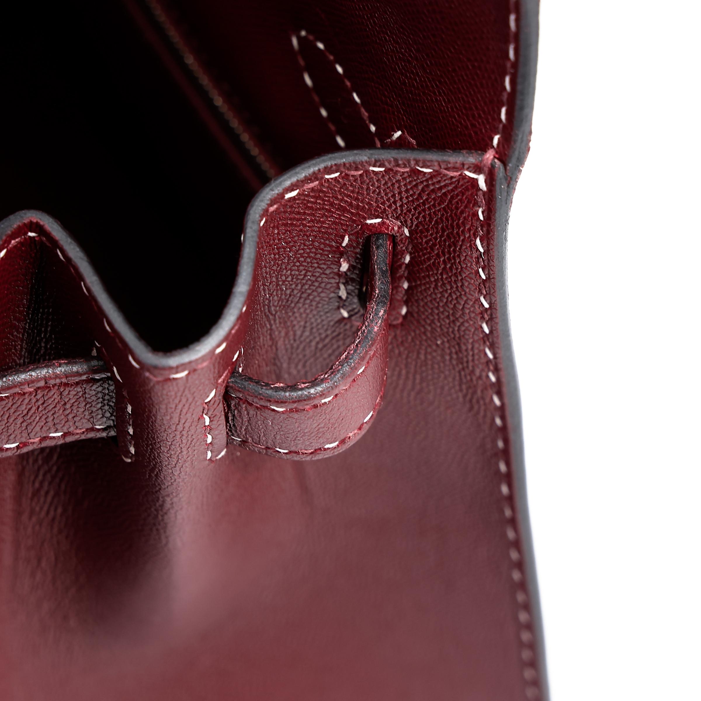 A美品 HERMÈS 爱马仕 限量收藏款 Kelly 28 外缝 Miss You 55 爱马仕红 Rouge H Monsieur皮 银扣 C刻 2018年 - 40
