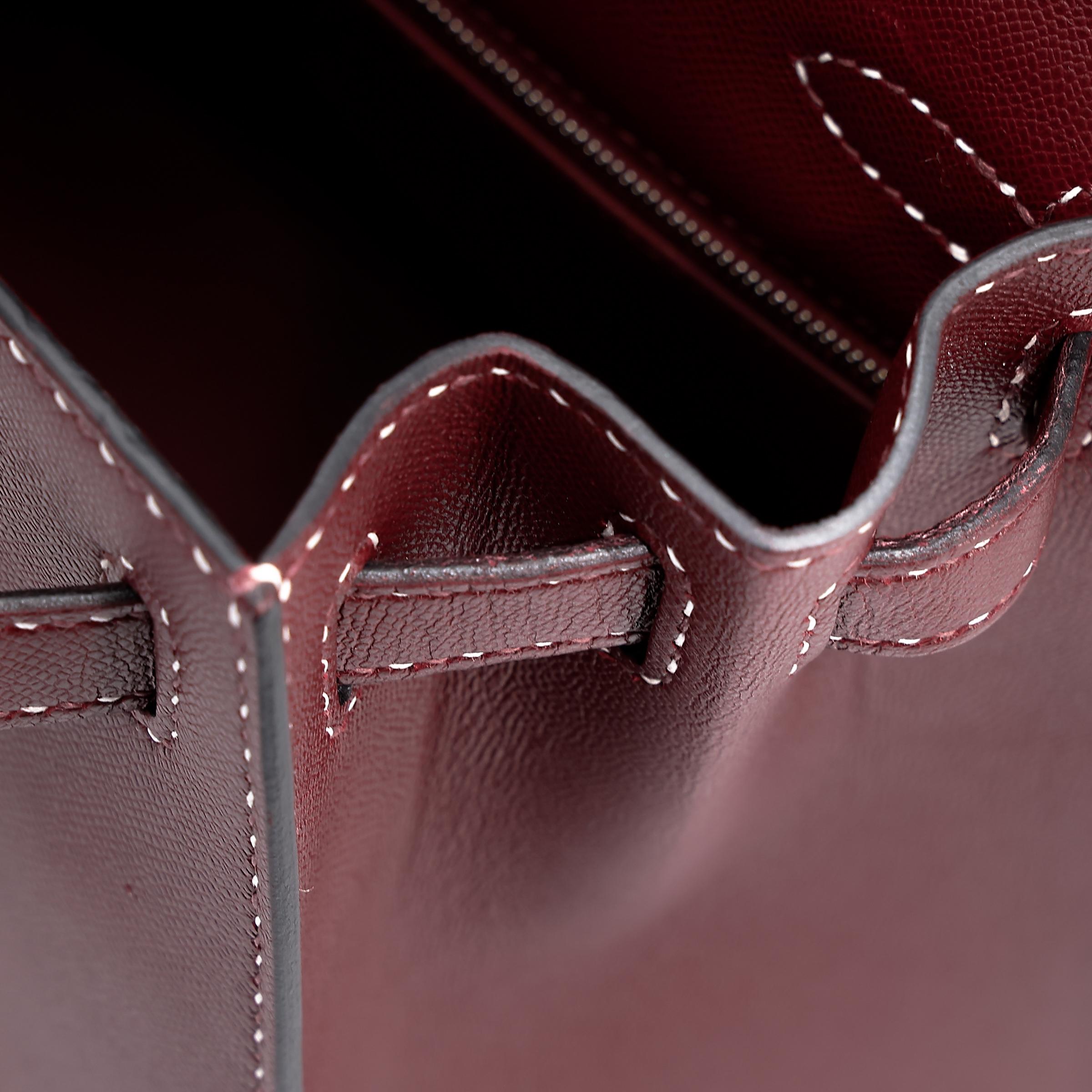 A美品 HERMÈS 爱马仕 限量收藏款 Kelly 28 外缝 Miss You 55 爱马仕红 Rouge H Monsieur皮 银扣 C刻 2018年 - 41