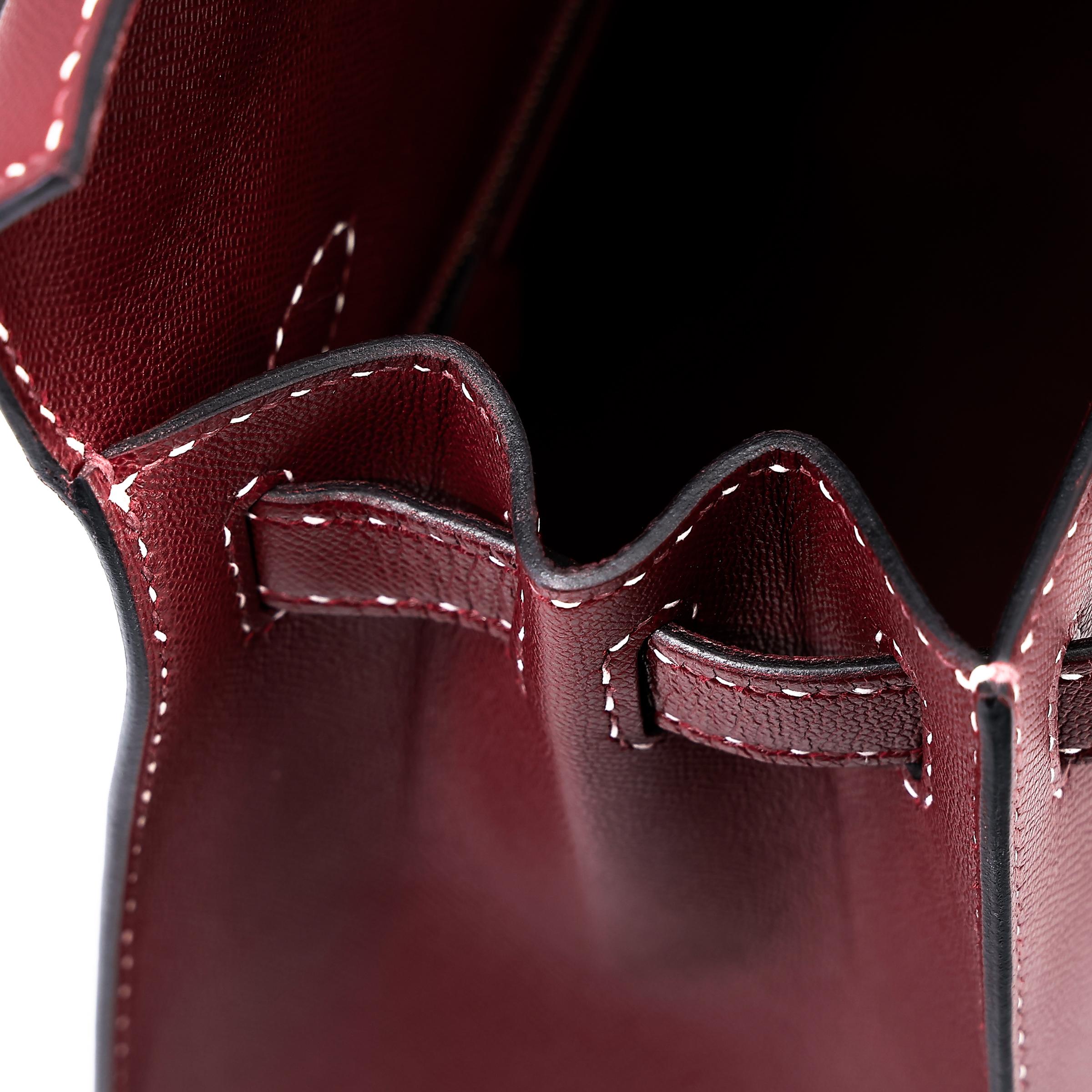 A美品 HERMÈS 爱马仕 限量收藏款 Kelly 28 外缝 Miss You 55 爱马仕红 Rouge H Monsieur皮 银扣 C刻 2018年 - 44