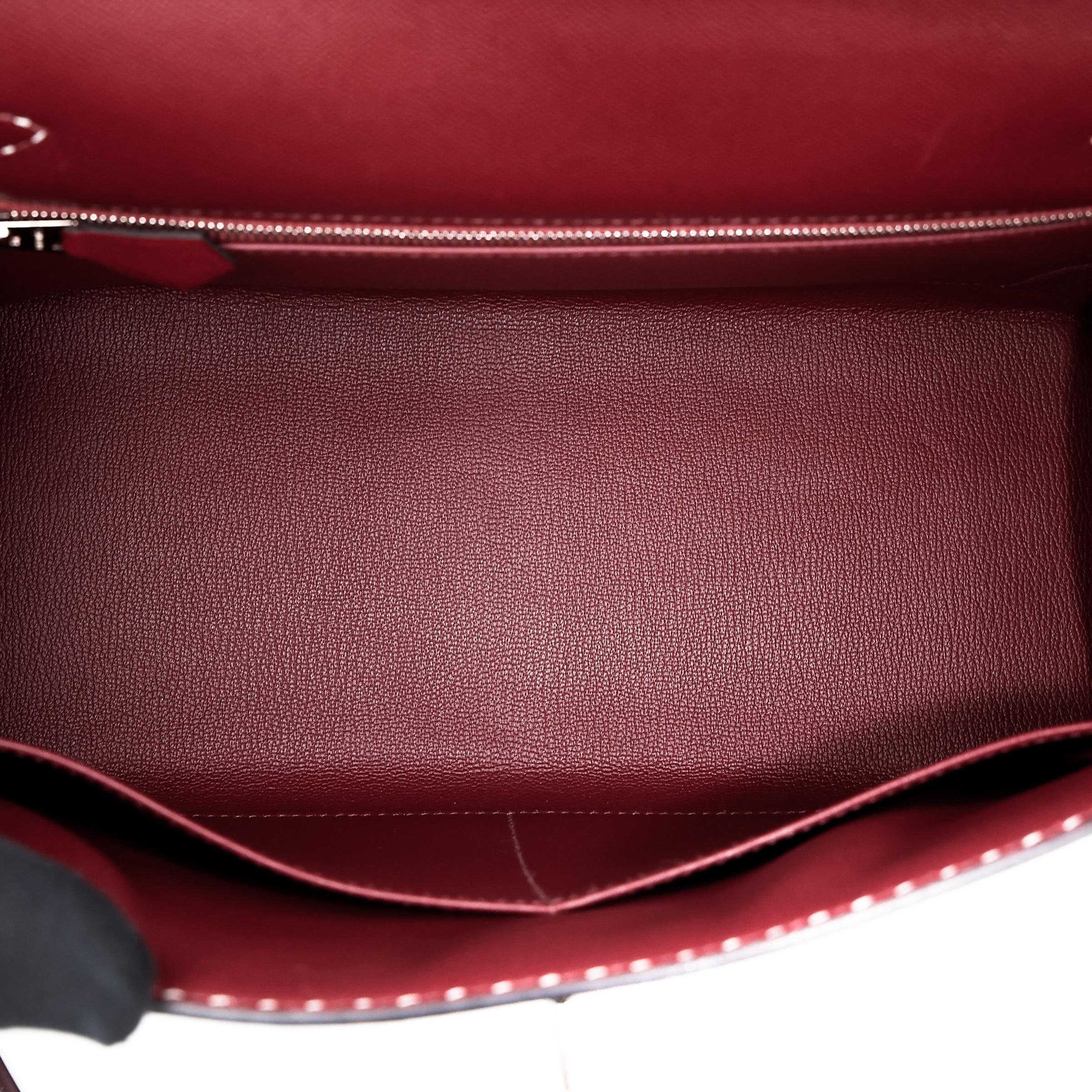 A美品 HERMÈS 爱马仕 限量收藏款 Kelly 28 外缝 Miss You 55 爱马仕红 Rouge H Monsieur皮 银扣 C刻 2018年 - 45