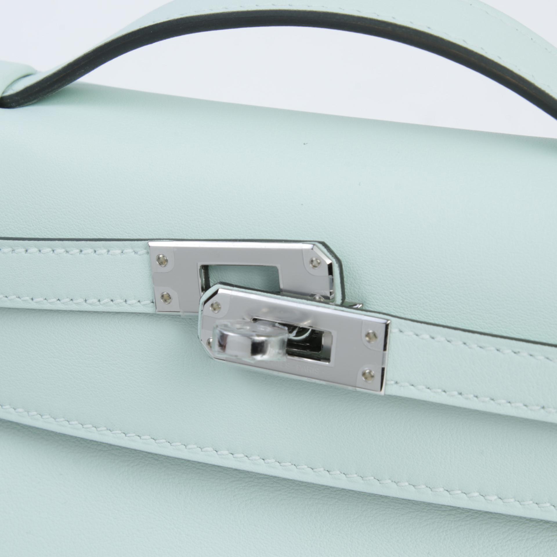 ランク N 新品  HERMÈS エルメス  ポシェットケリー ヴェールペパーミント (N3) スイフト シルバー金具 K刻印 - 8