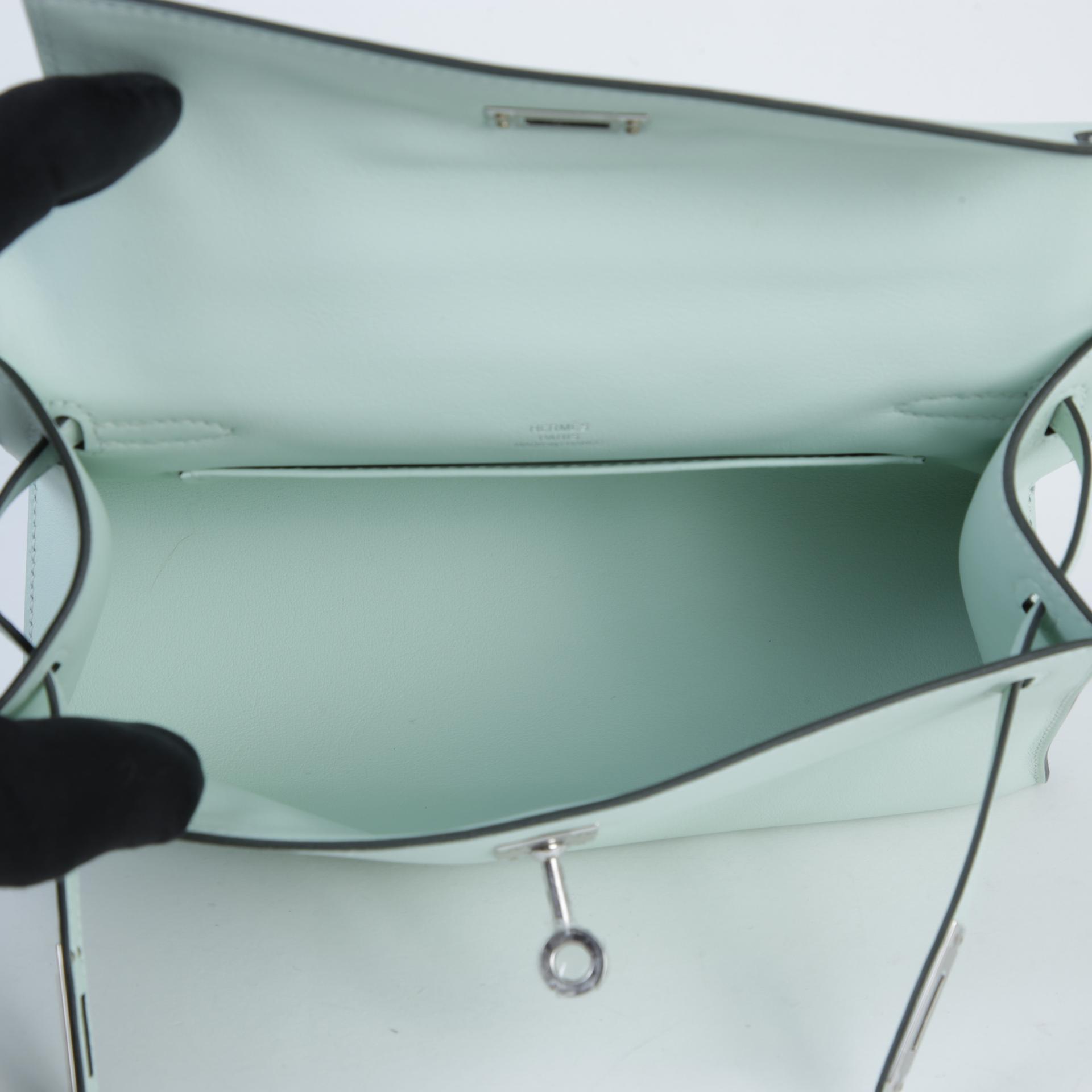 ランク N 新品  HERMÈS エルメス  ポシェットケリー ヴェールペパーミント (N3) スイフト シルバー金具 K刻印 - 10