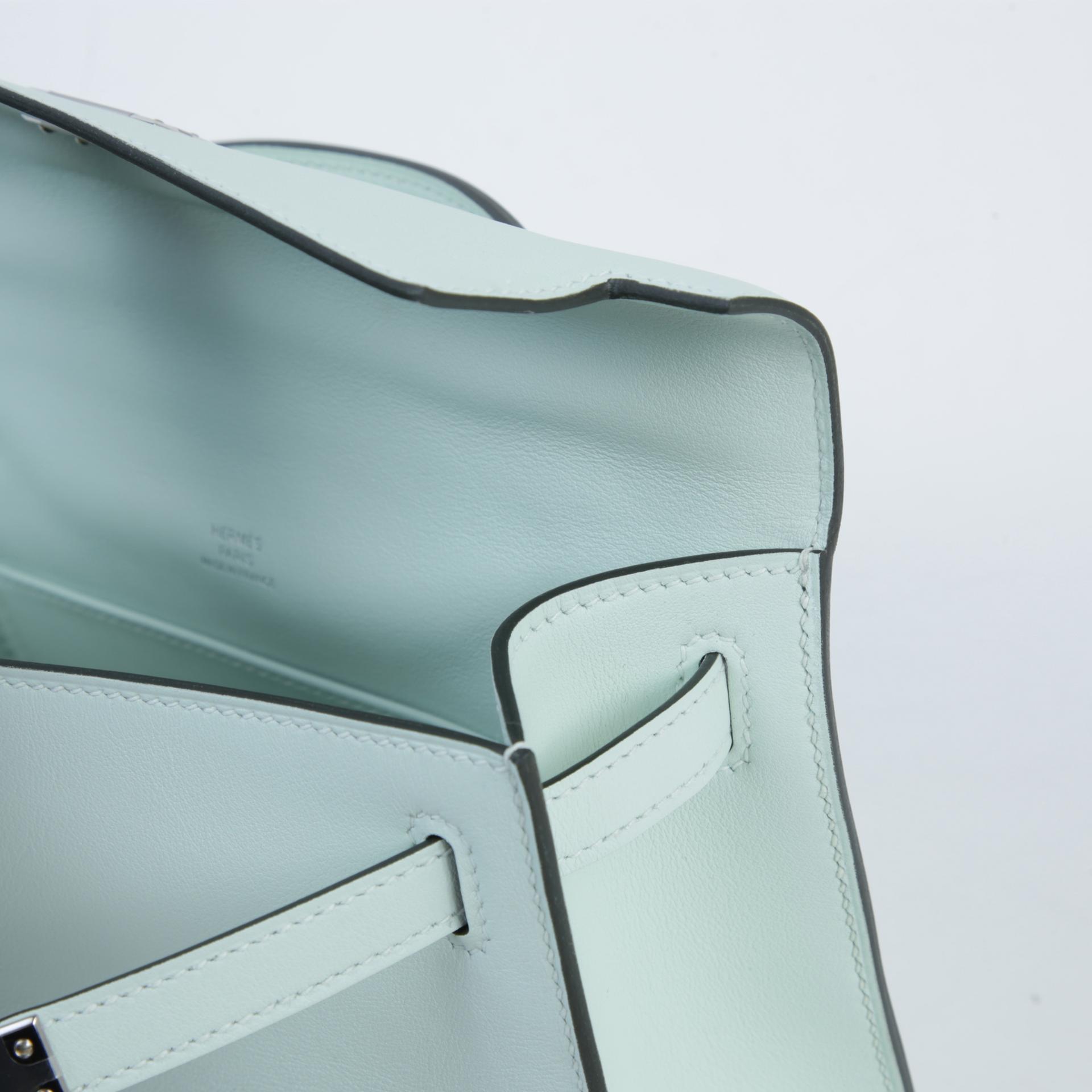 ランク N 新品  HERMÈS エルメス  ポシェットケリー ヴェールペパーミント (N3) スイフト シルバー金具 K刻印 - 12