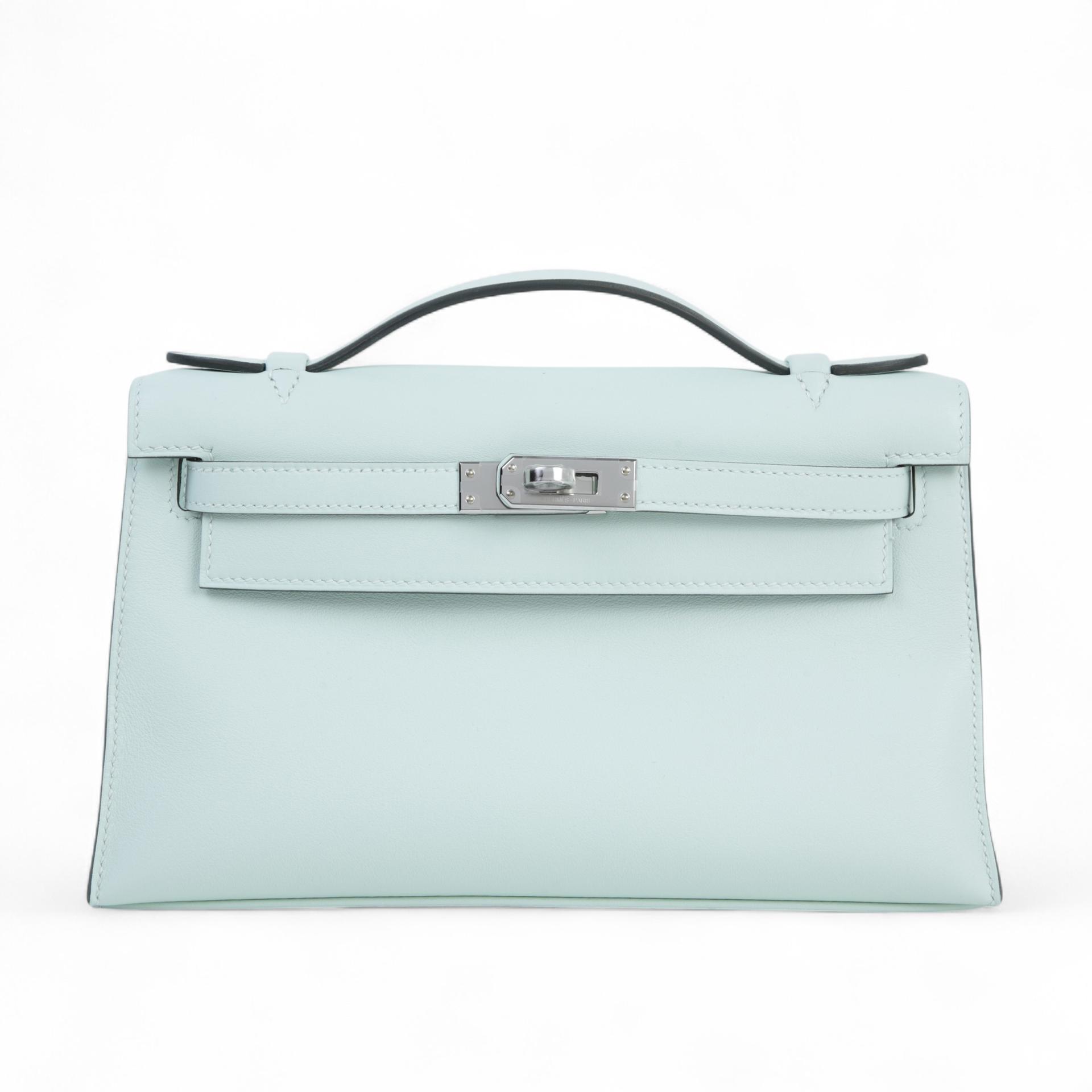 ランク N 新品  HERMÈS エルメス  ポシェットケリー ヴェールペパーミント (N3) スイフト シルバー金具 K刻印 - 1