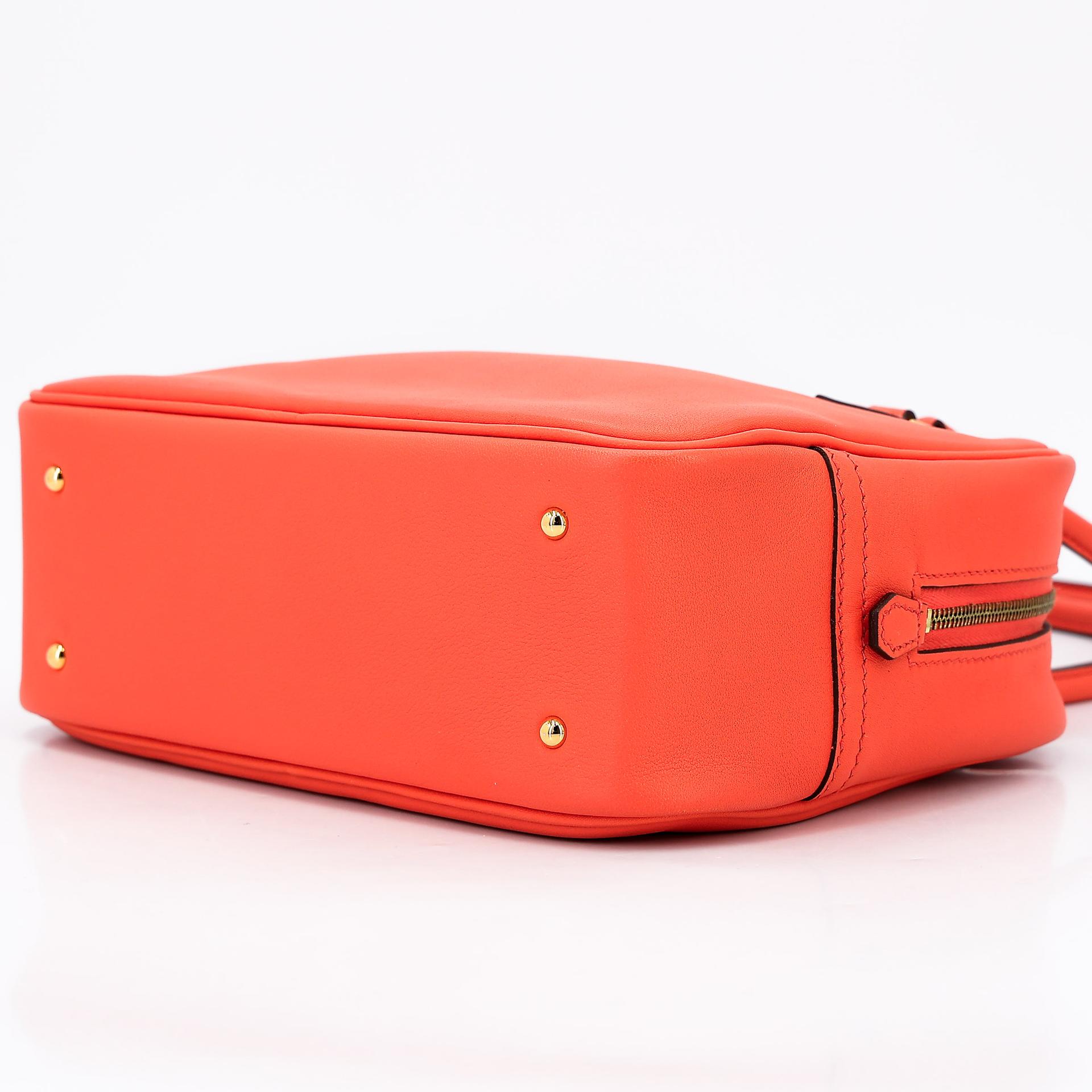 Excellent ( Rank SA )  HERMÈS  Plume Mini Orange Poppy (8V) Swift Gold hardware X (2016) - 4