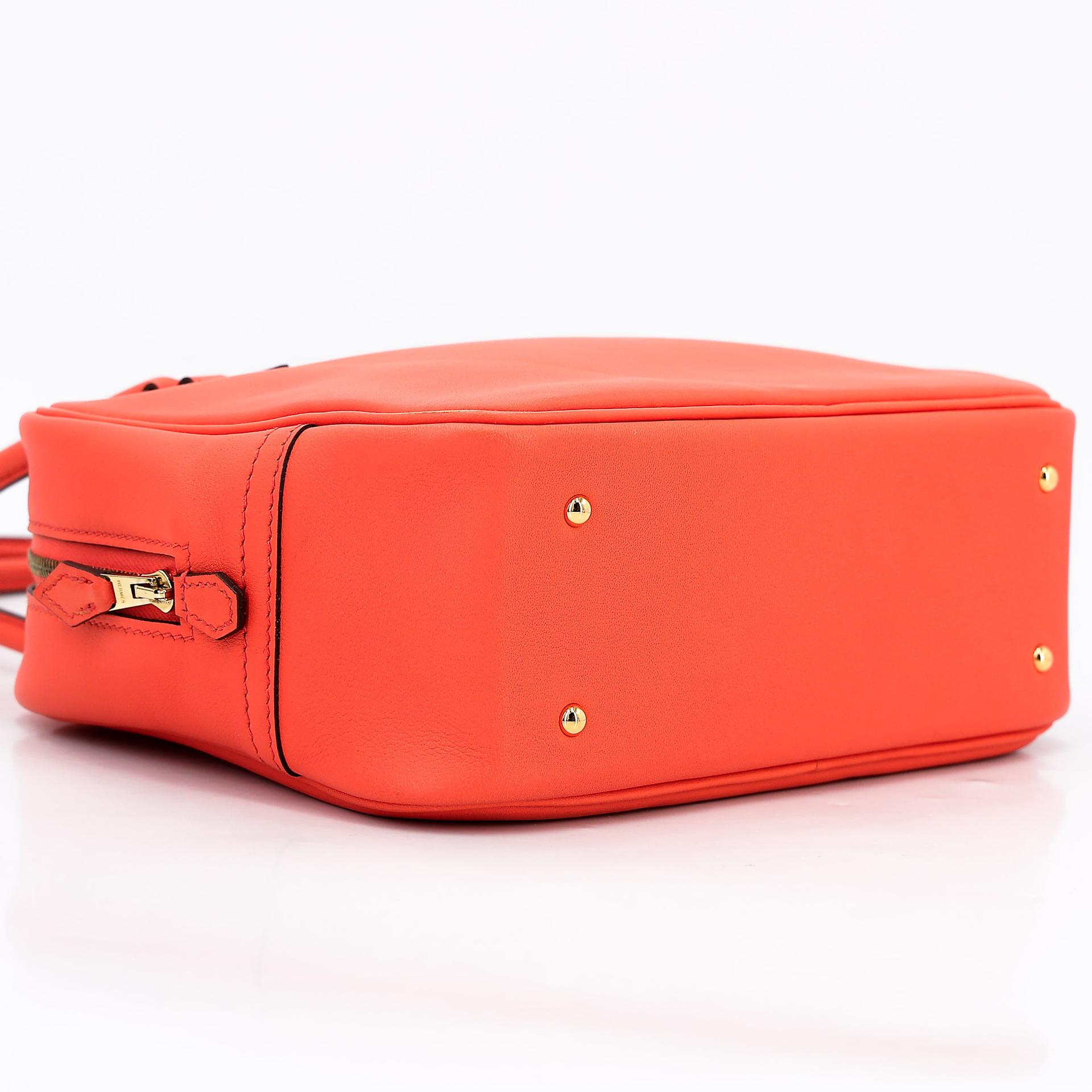 Excellent ( Rank SA )  HERMÈS  Plume Mini Orange Poppy (8V) Swift Gold hardware X (2016) - 5
