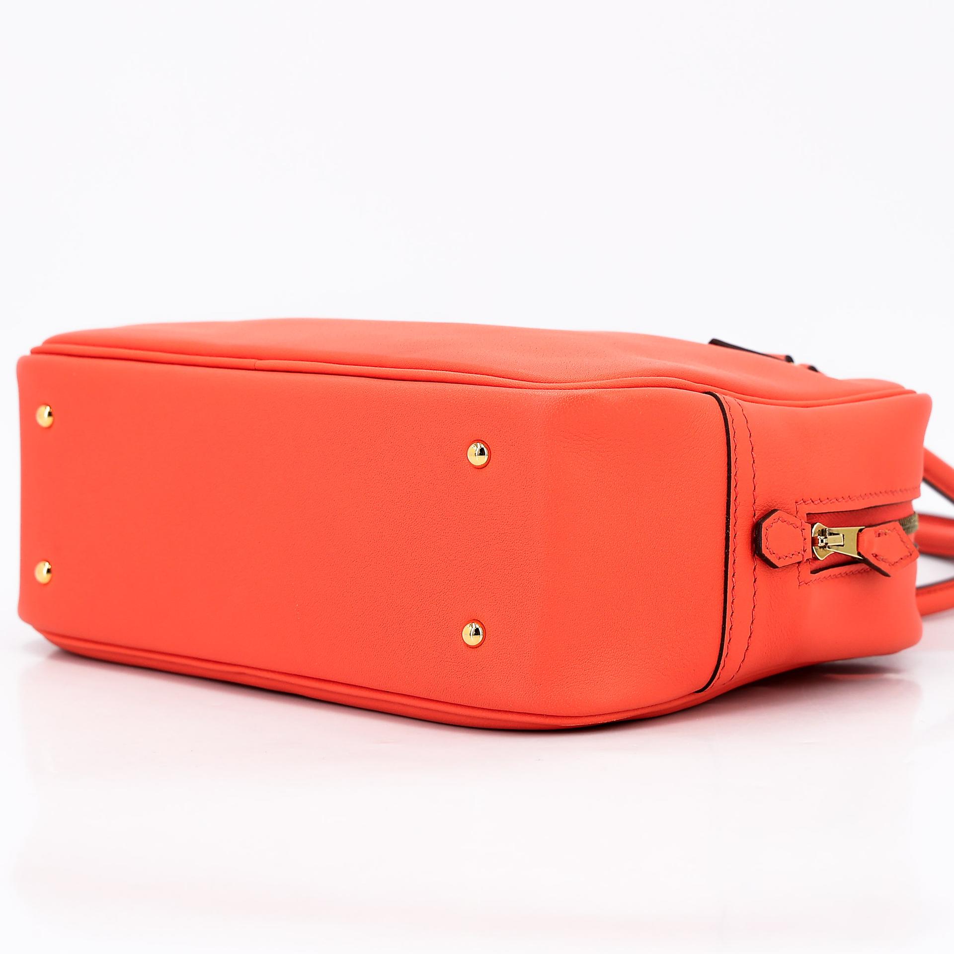Excellent ( Rank SA )  HERMÈS  Plume Mini Orange Poppy (8V) Swift Gold hardware X (2016) - 6