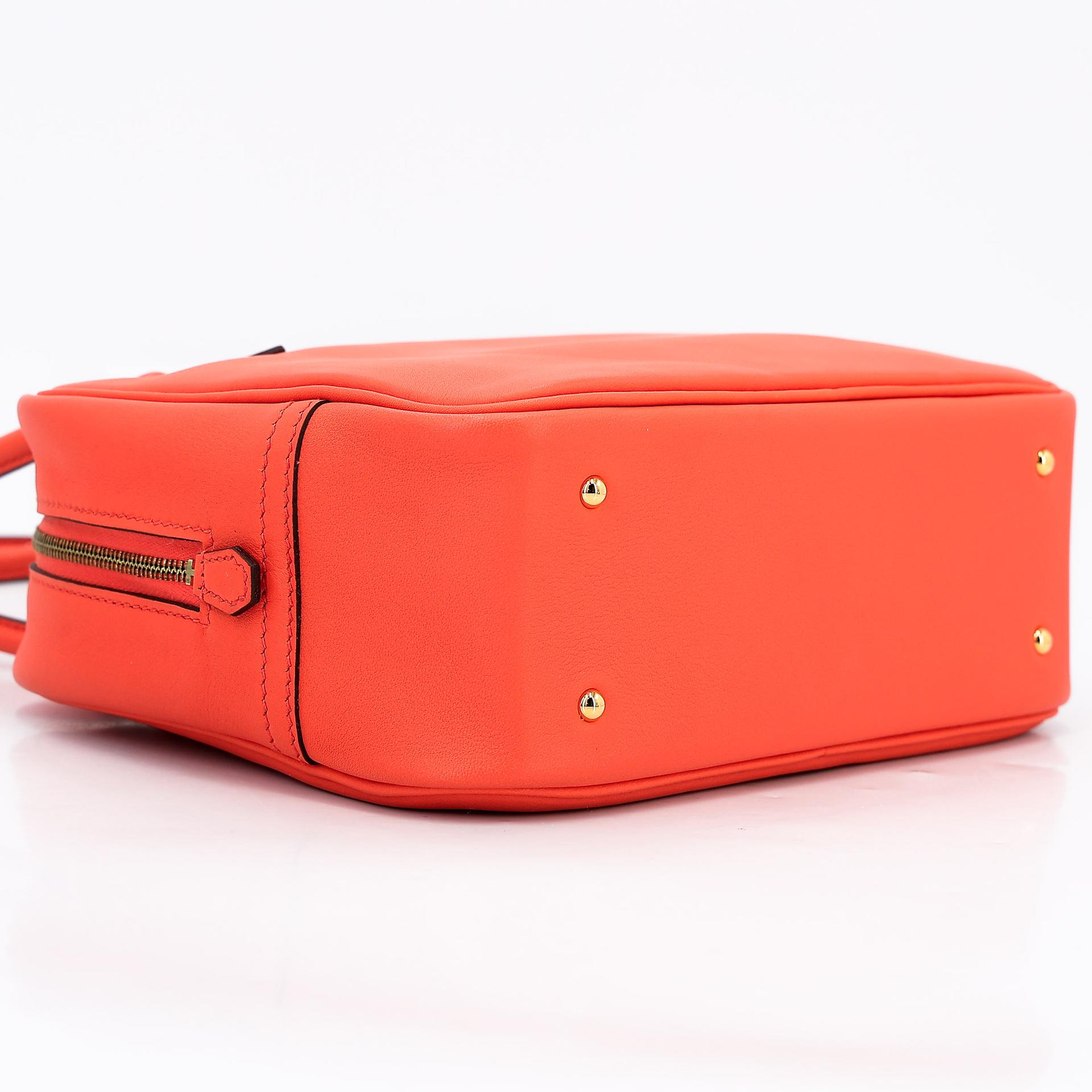 Excellent ( Rank SA )  HERMÈS  Plume Mini Orange Poppy (8V) Swift Gold hardware X (2016) - 7