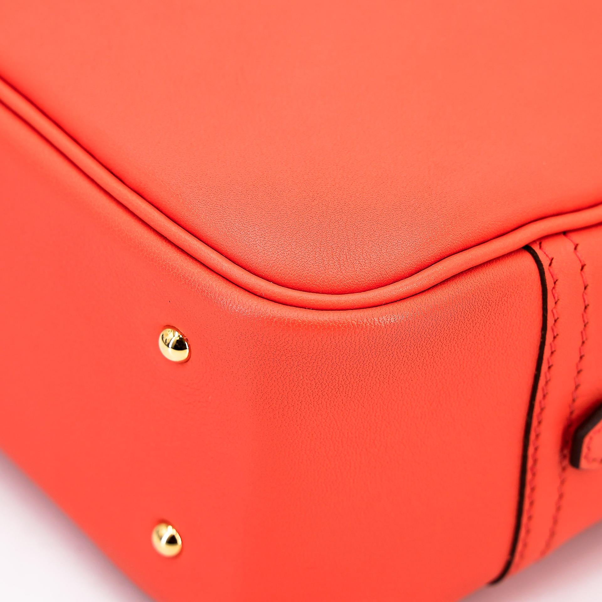 Excellent ( Rank SA )  HERMÈS  Plume Mini Orange Poppy (8V) Swift Gold hardware X (2016) - 8