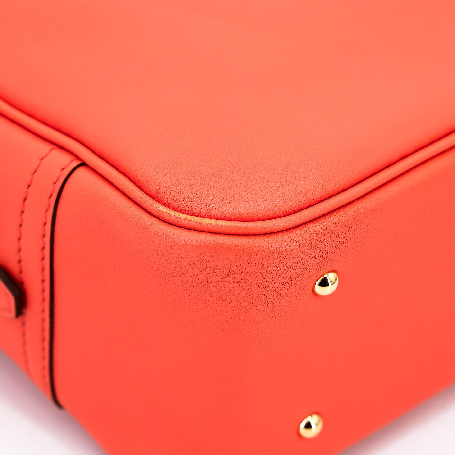 Excellent ( Rank SA )  HERMÈS  Plume Mini Orange Poppy (8V) Swift Gold hardware X (2016) - 9