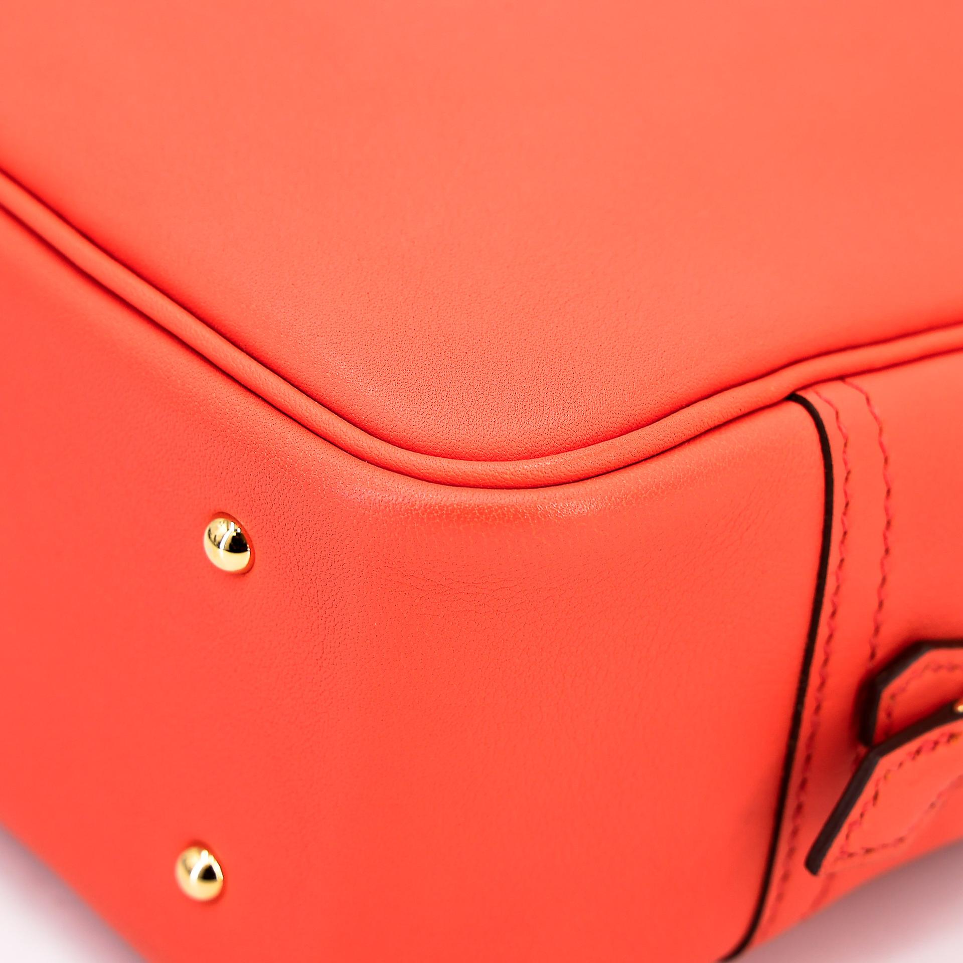 Excellent ( Rank SA )  HERMÈS  Plume Mini Orange Poppy (8V) Swift Gold hardware X (2016) - 10