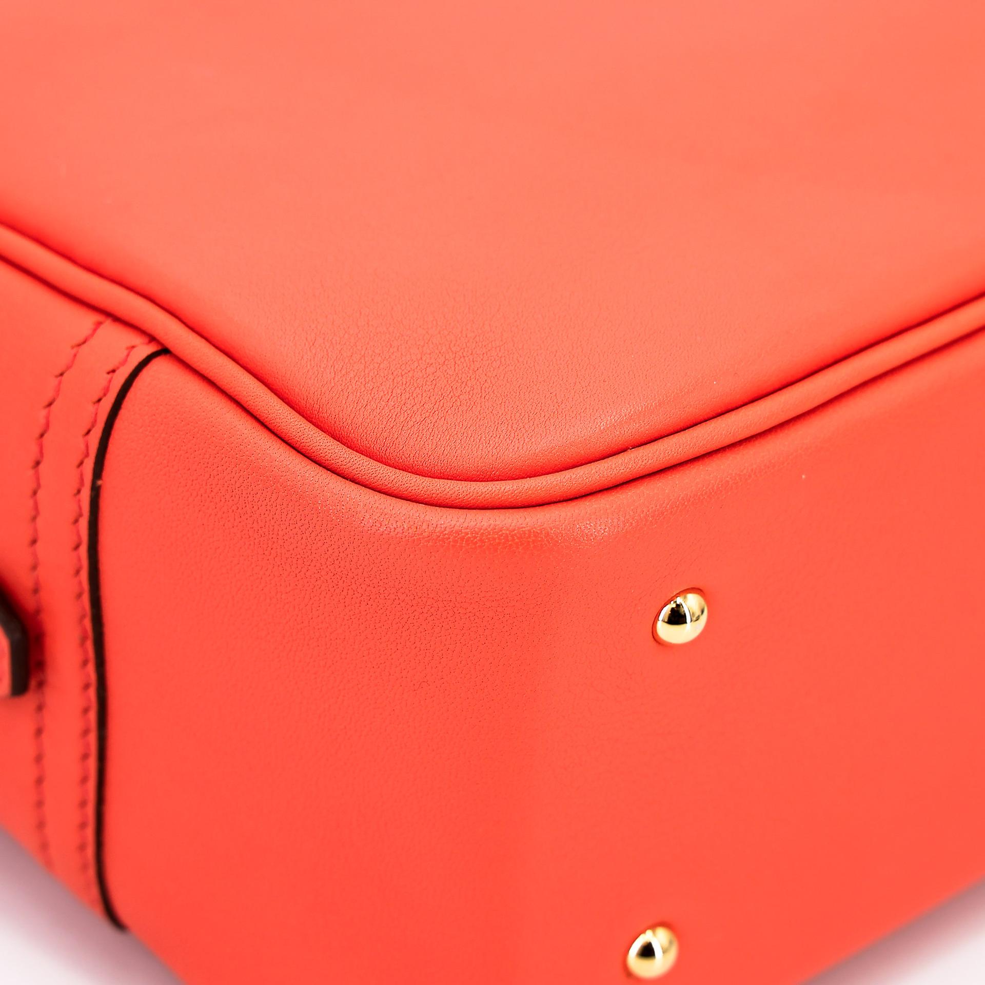 Excellent ( Rank SA )  HERMÈS  Plume Mini Orange Poppy (8V) Swift Gold hardware X (2016) - 11