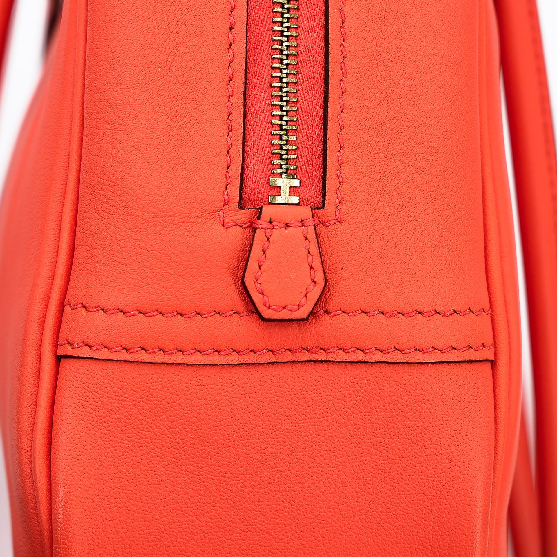 Excellent ( Rank SA )  HERMÈS  Plume Mini Orange Poppy (8V) Swift Gold hardware X (2016) - 12