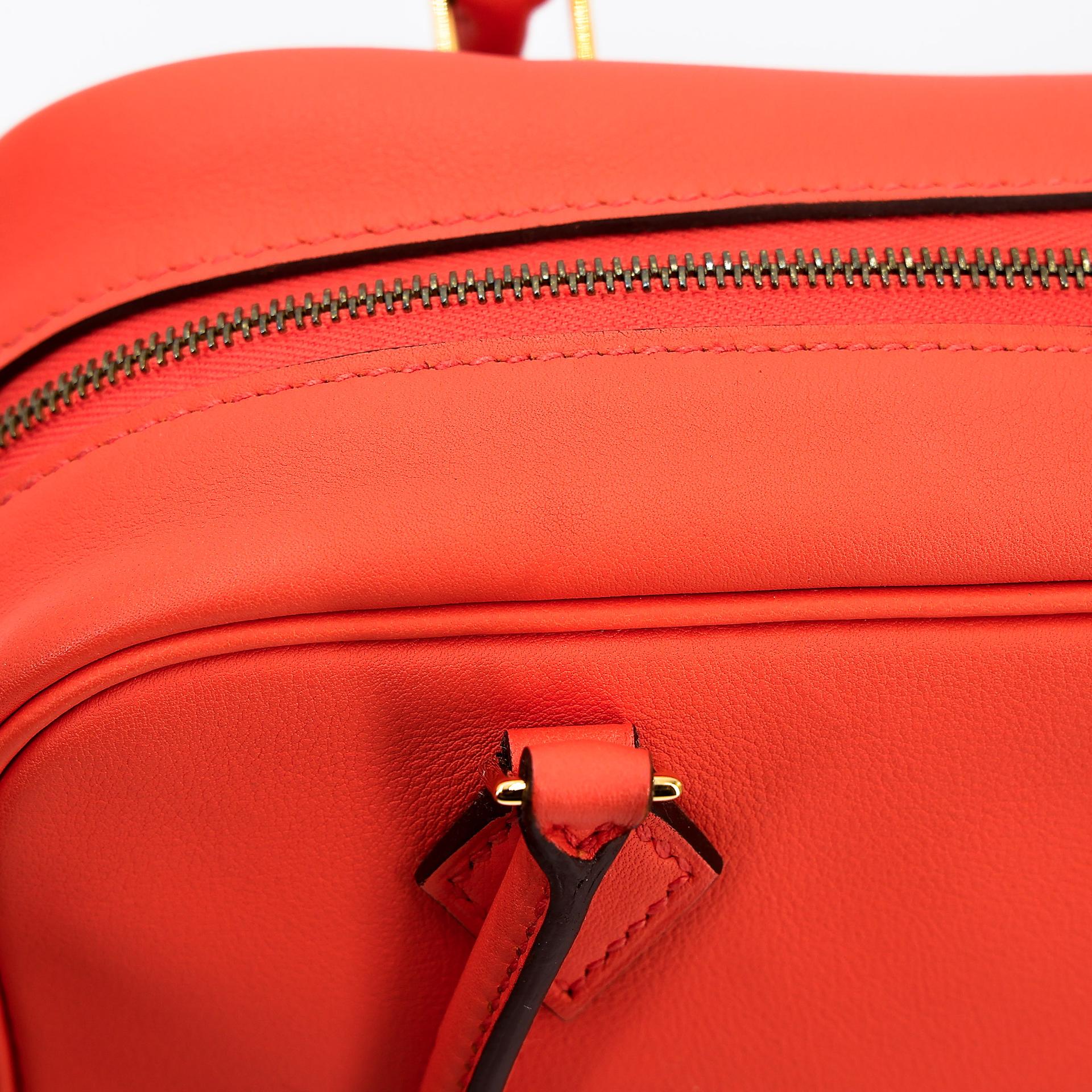 Excellent ( Rank SA )  HERMÈS  Plume Mini Orange Poppy (8V) Swift Gold hardware X (2016) - 13