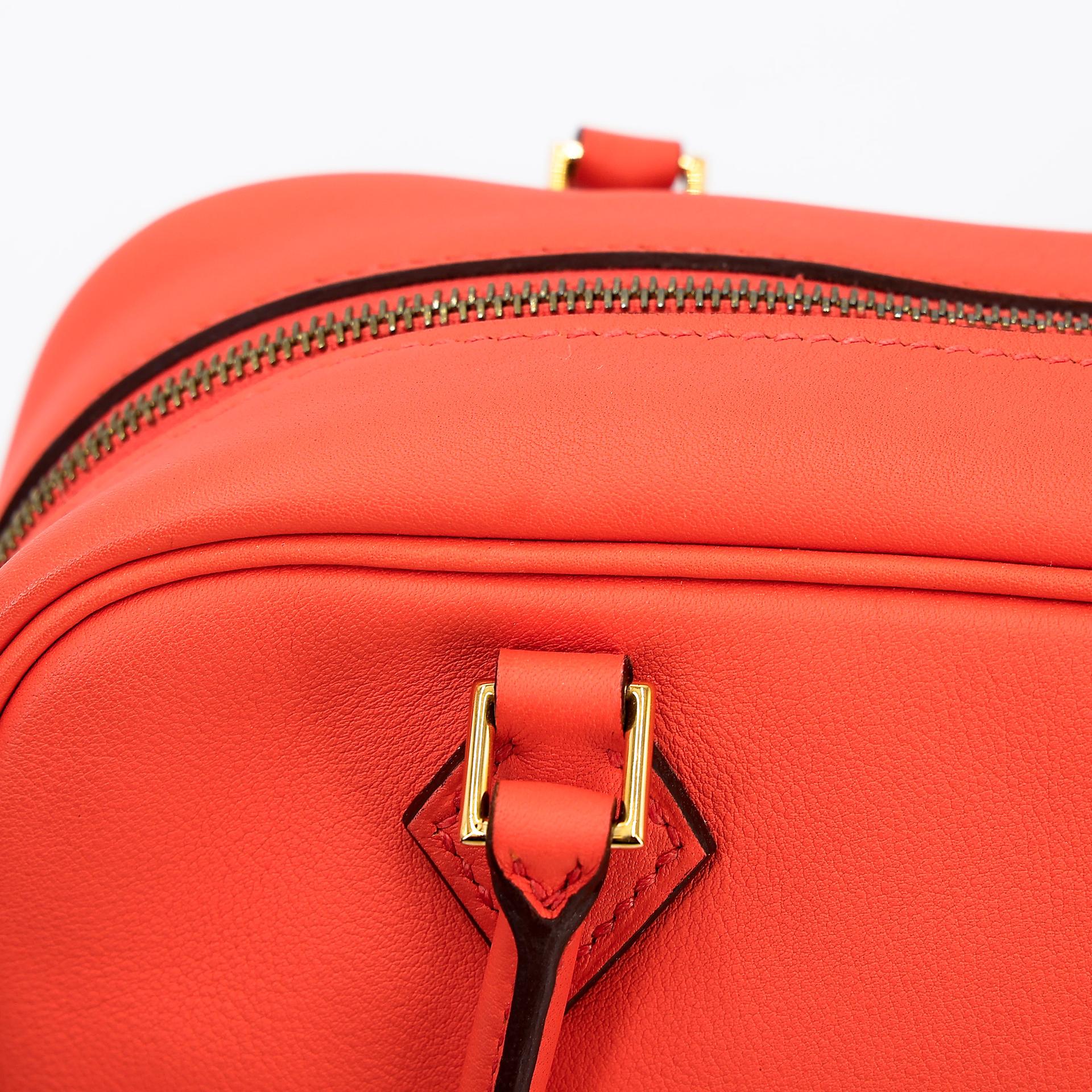 Excellent ( Rank SA )  HERMÈS  Plume Mini Orange Poppy (8V) Swift Gold hardware X (2016) - 15