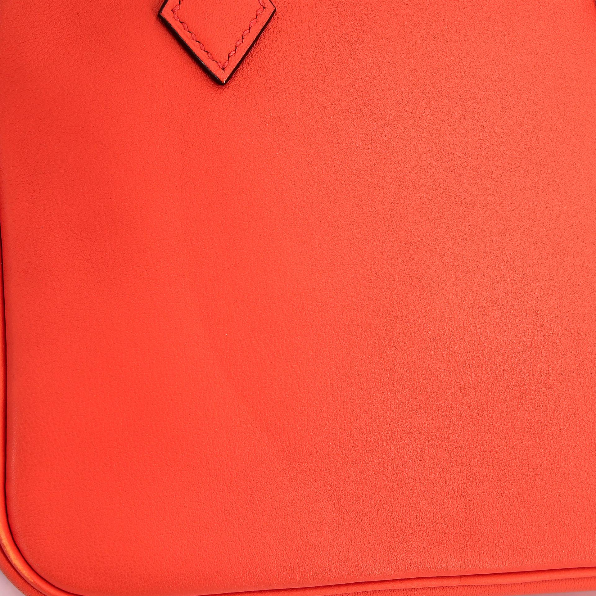 Excellent ( Rank SA )  HERMÈS  Plume Mini Orange Poppy (8V) Swift Gold hardware X (2016) - 16