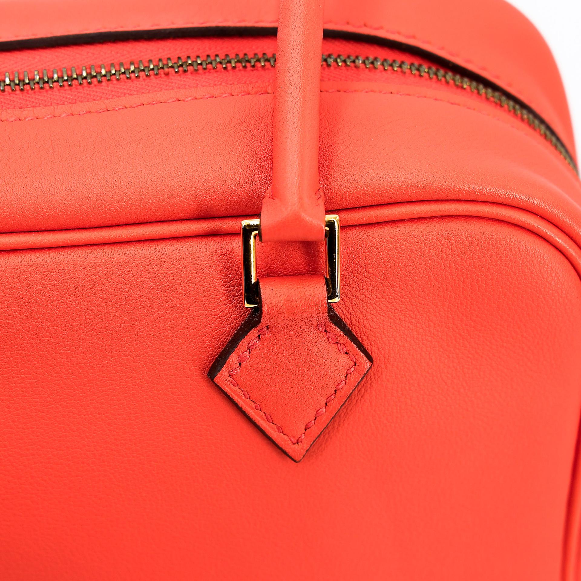 Excellent ( Rank SA )  HERMÈS  Plume Mini Orange Poppy (8V) Swift Gold hardware X (2016) - 18
