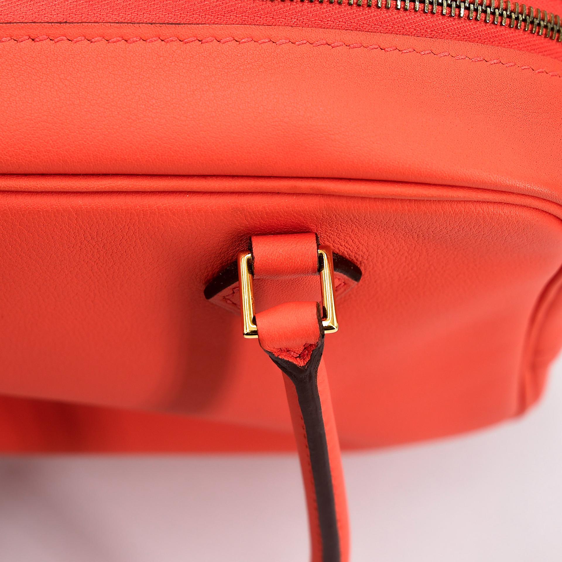 Excellent ( Rank SA )  HERMÈS  Plume Mini Orange Poppy (8V) Swift Gold hardware X (2016) - 20