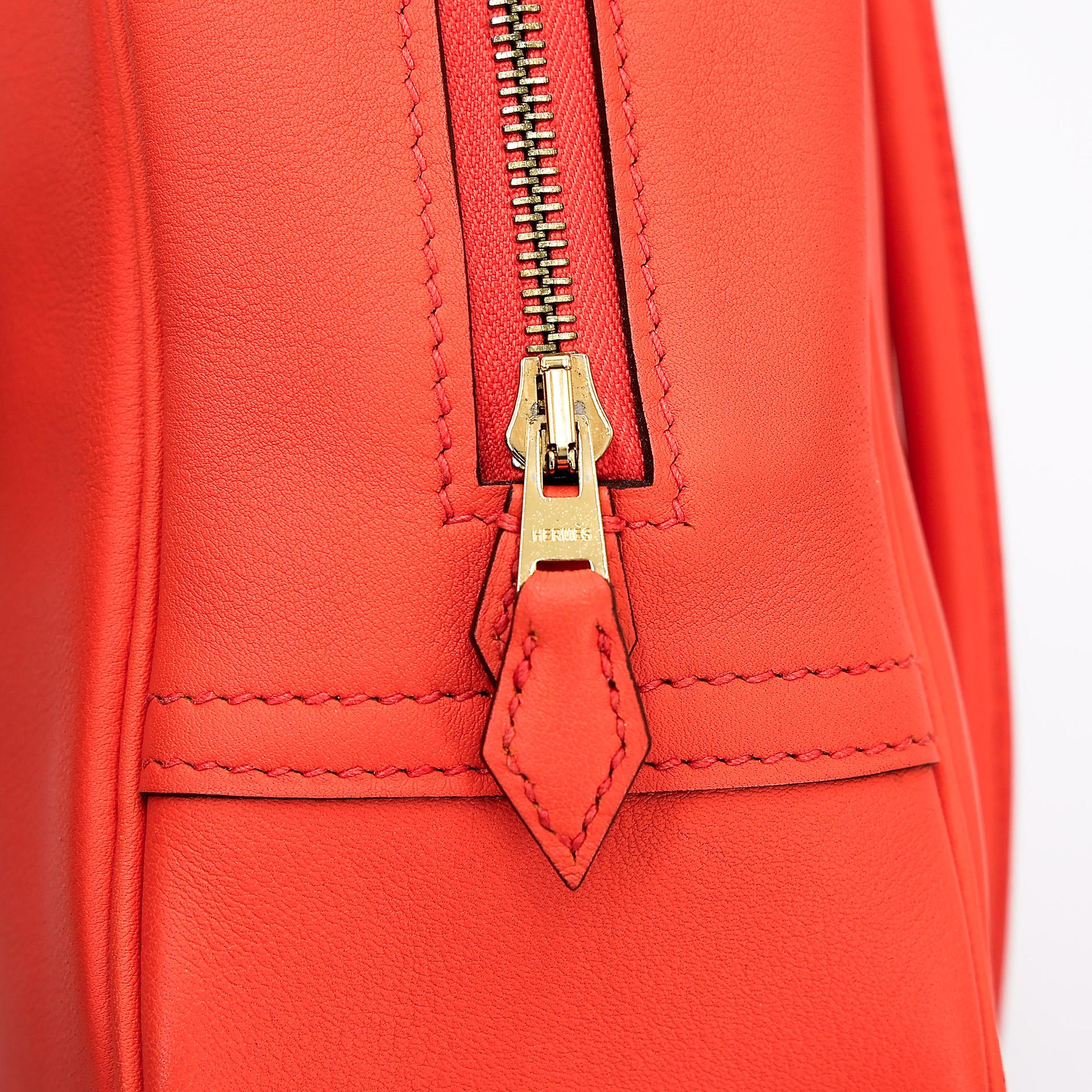 Excellent ( Rank SA )  HERMÈS  Plume Mini Orange Poppy (8V) Swift Gold hardware X (2016) - 21