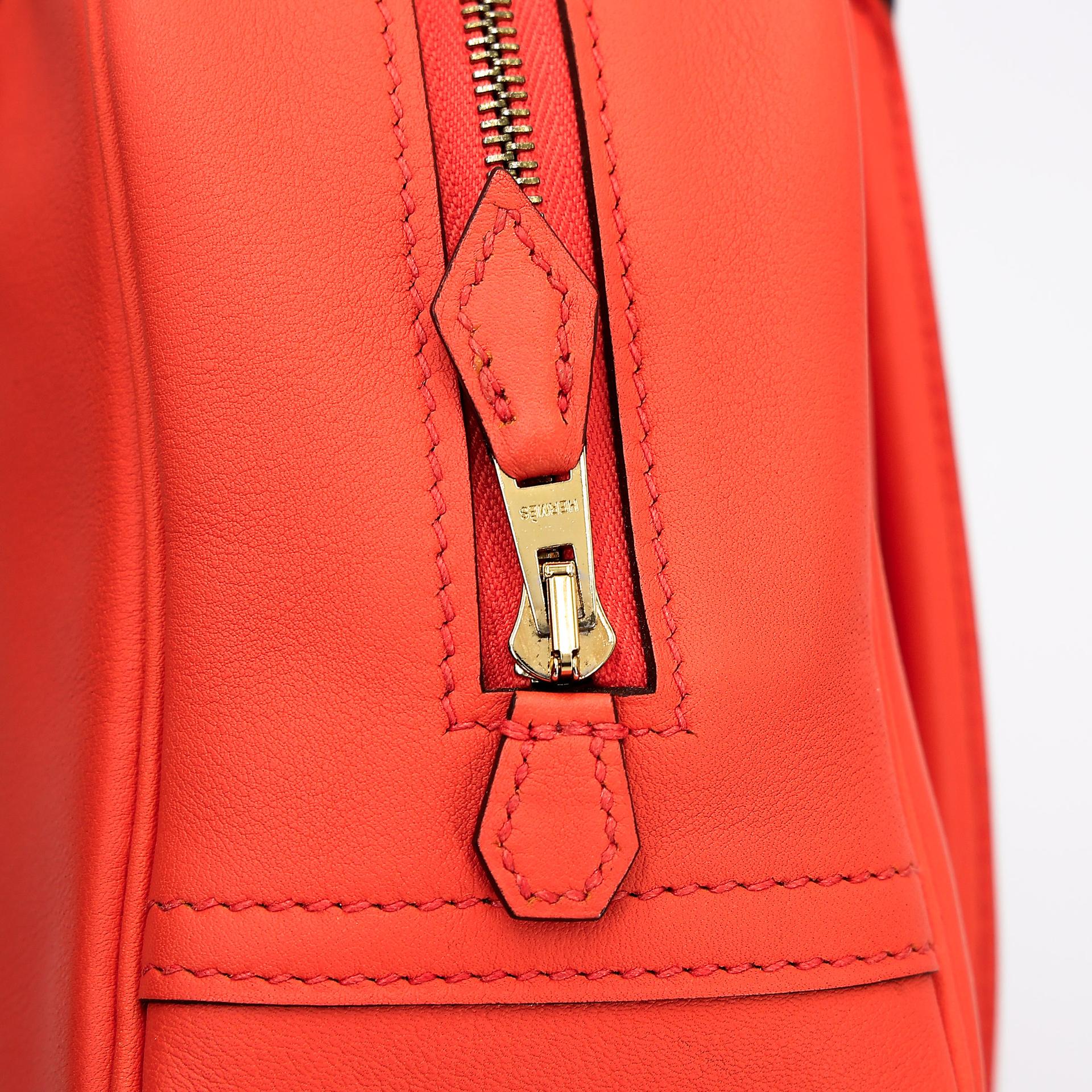 Excellent ( Rank SA )  HERMÈS  Plume Mini Orange Poppy (8V) Swift Gold hardware X (2016) - 22