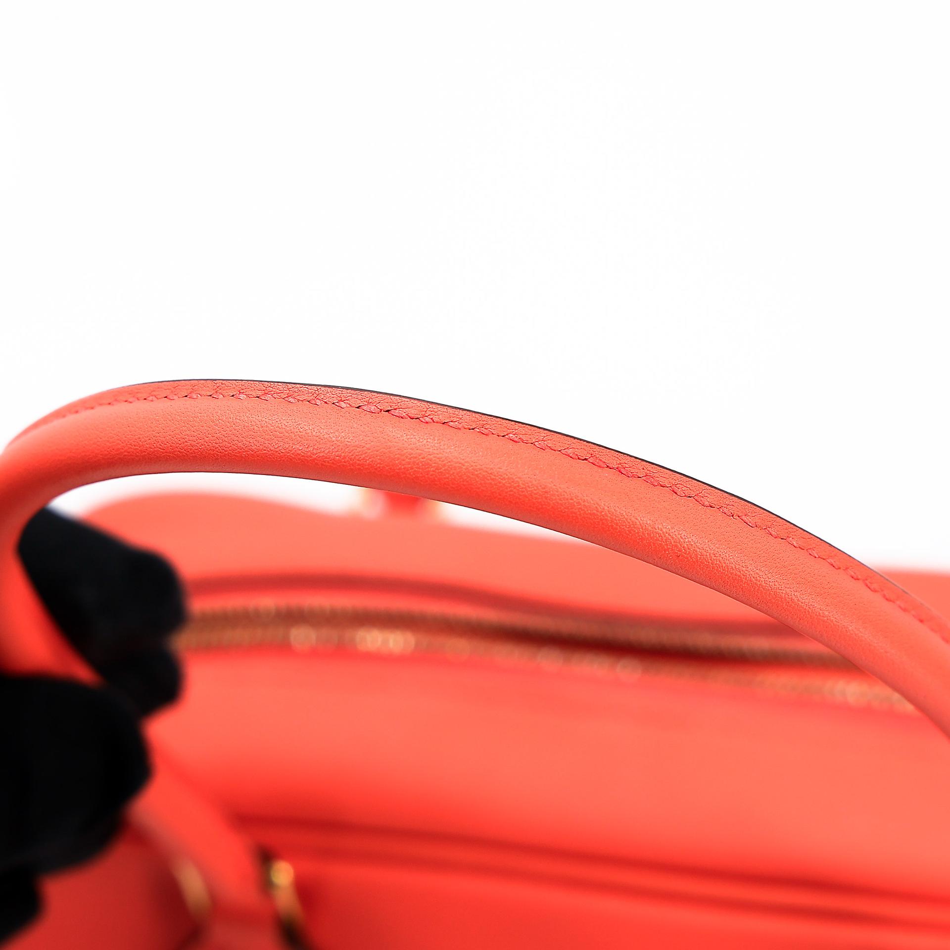 Excellent ( Rank SA )  HERMÈS  Plume Mini Orange Poppy (8V) Swift Gold hardware X (2016) - 23