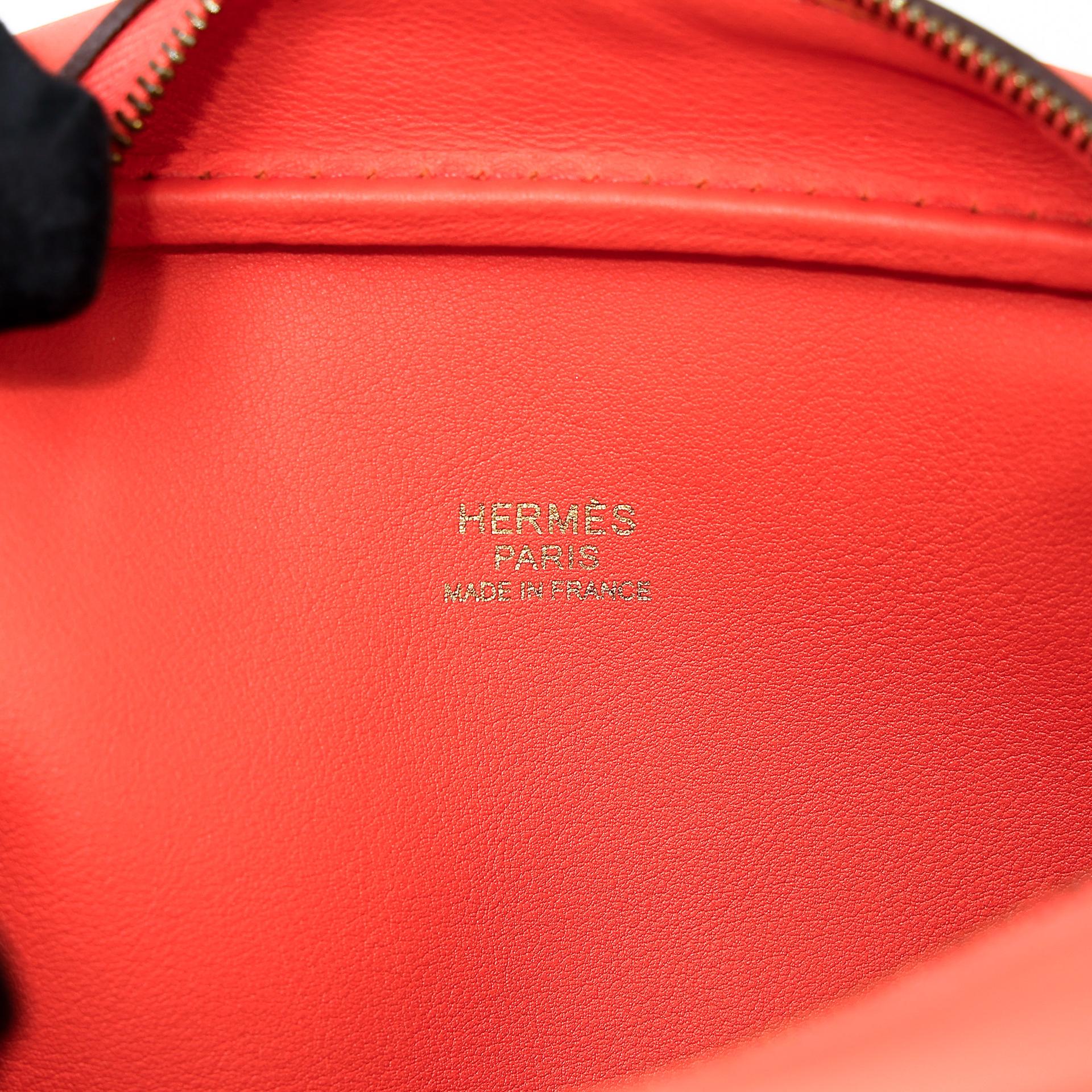 Excellent ( Rank SA )  HERMÈS  Plume Mini Orange Poppy (8V) Swift Gold hardware X (2016) - 25