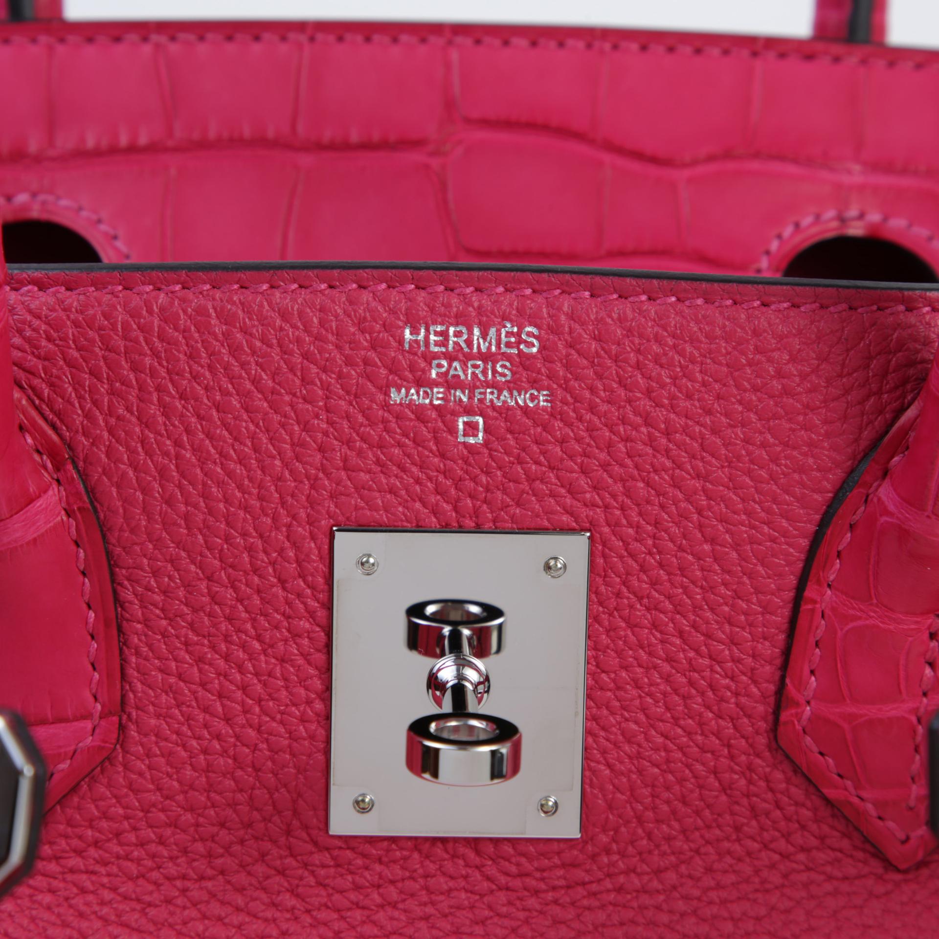 A美品 HERMÈS 爱马仕 Birkin 30 Touch 90 覆盆子粉 Framboise □ 短吻鳄 雾面 Togo小牛皮 银扣 Z刻 2021年 - 9