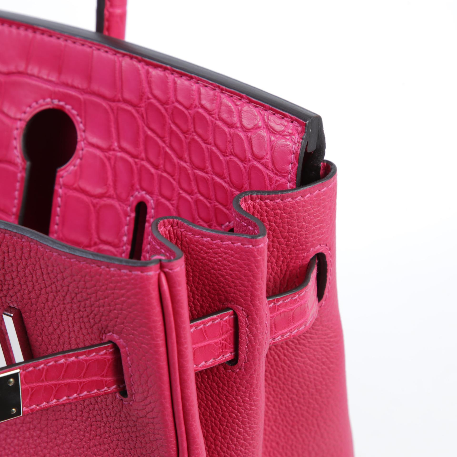A美品 HERMÈS 爱马仕 Birkin 30 Touch 90 覆盆子粉 Framboise □ 短吻鳄 雾面 Togo小牛皮 银扣 Z刻 2021年 - 11