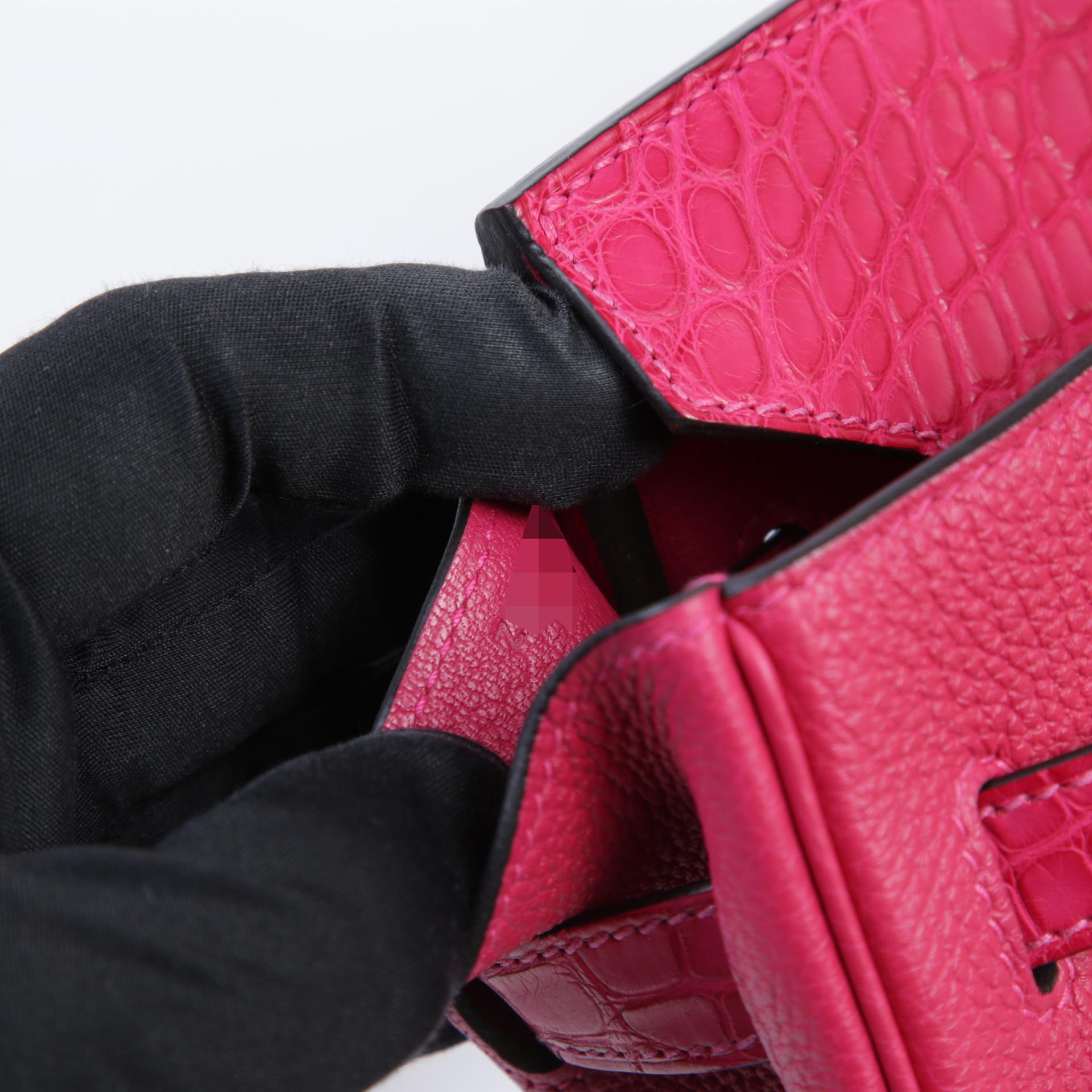 A美品 HERMÈS 爱马仕 Birkin 30 Touch 90 覆盆子粉 Framboise □ 短吻鳄 雾面 Togo小牛皮 银扣 Z刻 2021年 - 13