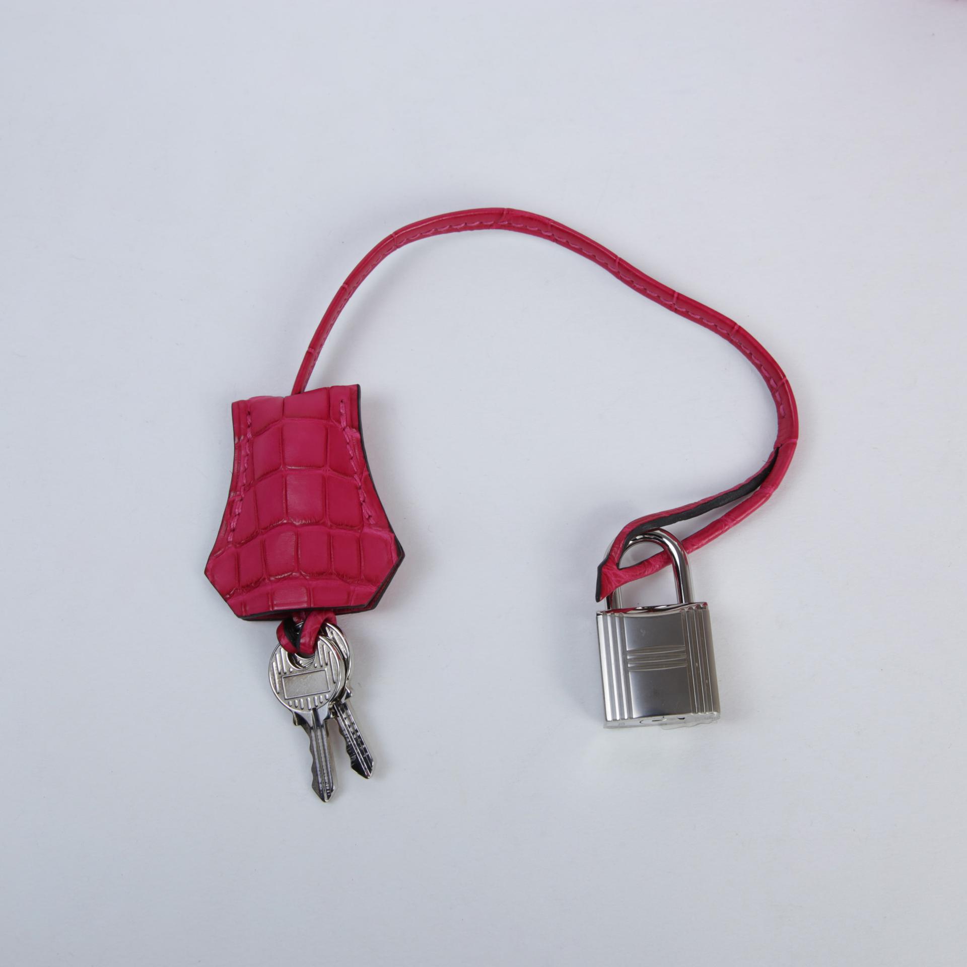 A美品 HERMÈS 爱马仕 Birkin 30 Touch 90 覆盆子粉 Framboise □ 短吻鳄 雾面 Togo小牛皮 银扣 Z刻 2021年 - 14