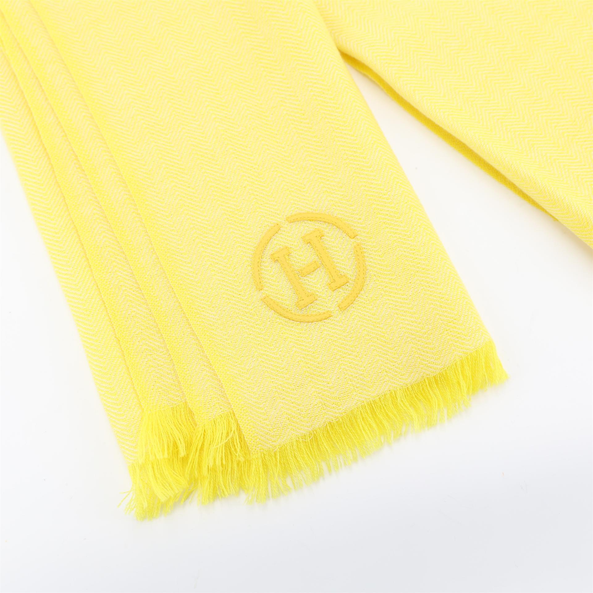 Unused ( Rank NS ) HERMÈS Himalaya Hand Woven Muffler  Yellow Cashmere - 3