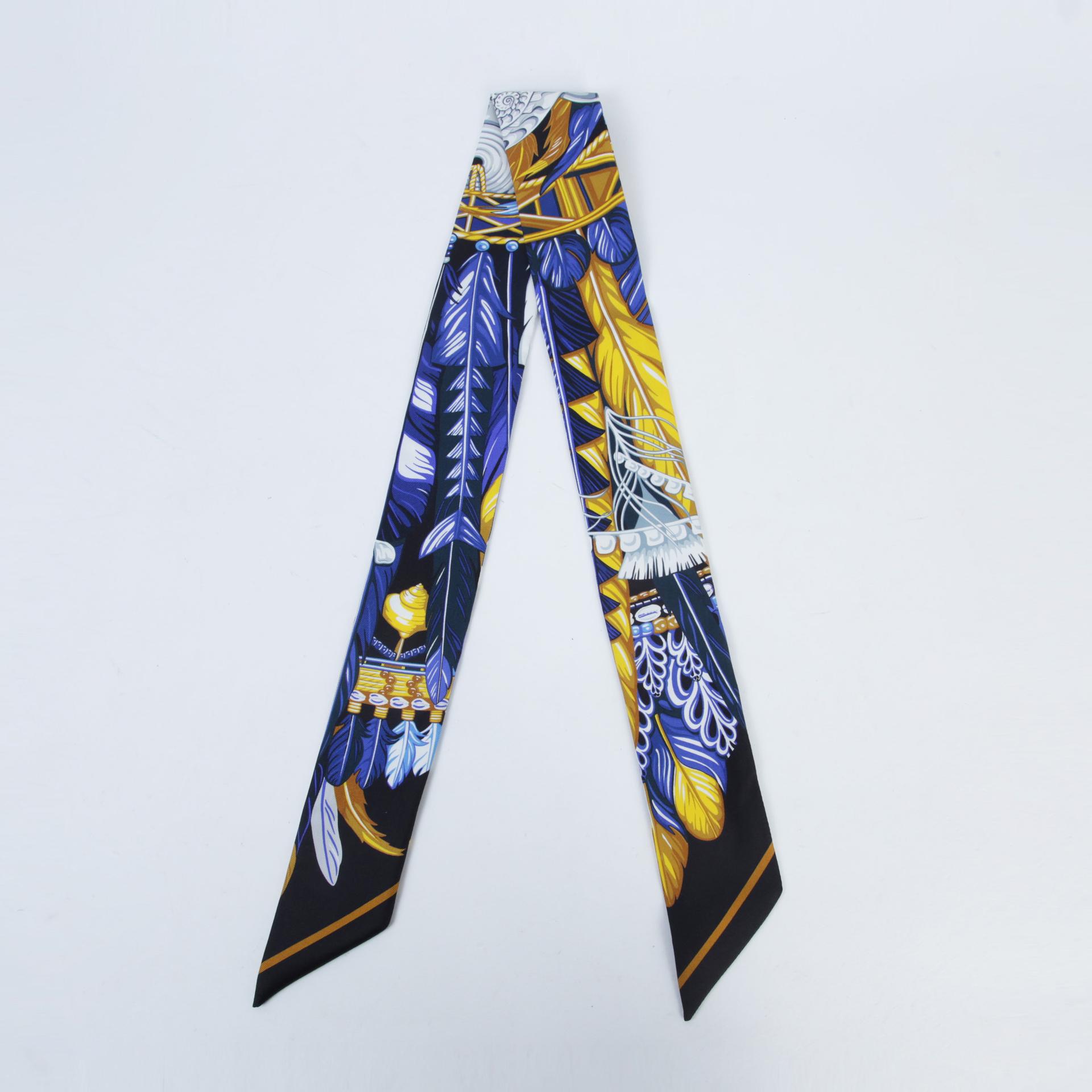 Very Good ( Rank A) HERMÈS Twilly DANSE PACIFIQUE Navy (7U) Silk - 2