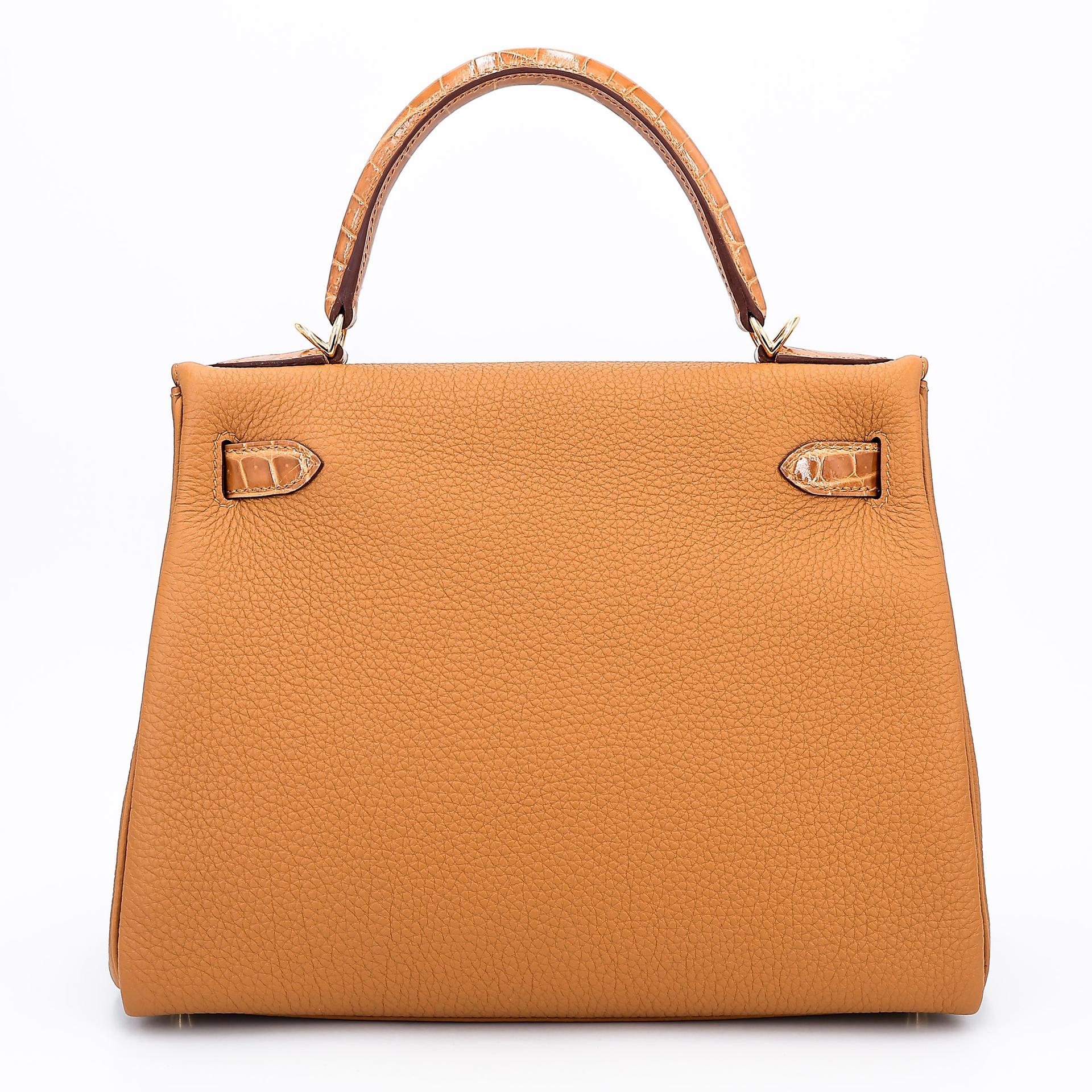 Unused ( Rank NS ) HERMÈS Kelly 28 Touch Tabac Camel (24) Togo Shiny Niloticus Crocodile Gold hardware U (2022) - 2