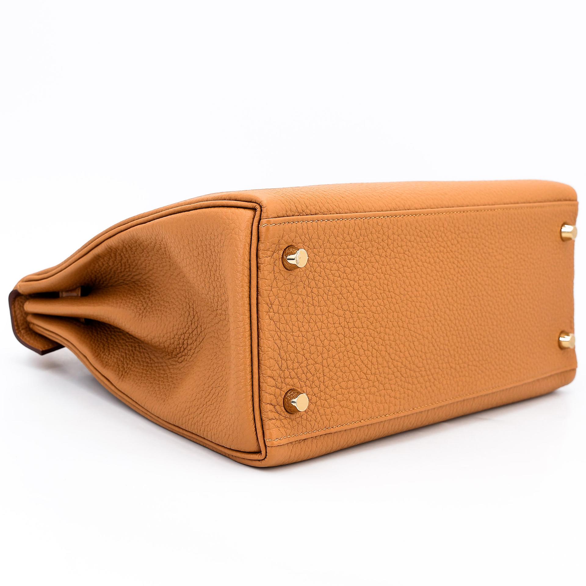 Unused ( Rank NS ) HERMÈS Kelly 28 Touch Tabac Camel (24) Togo Shiny Niloticus Crocodile Gold hardware U (2022) - 7
