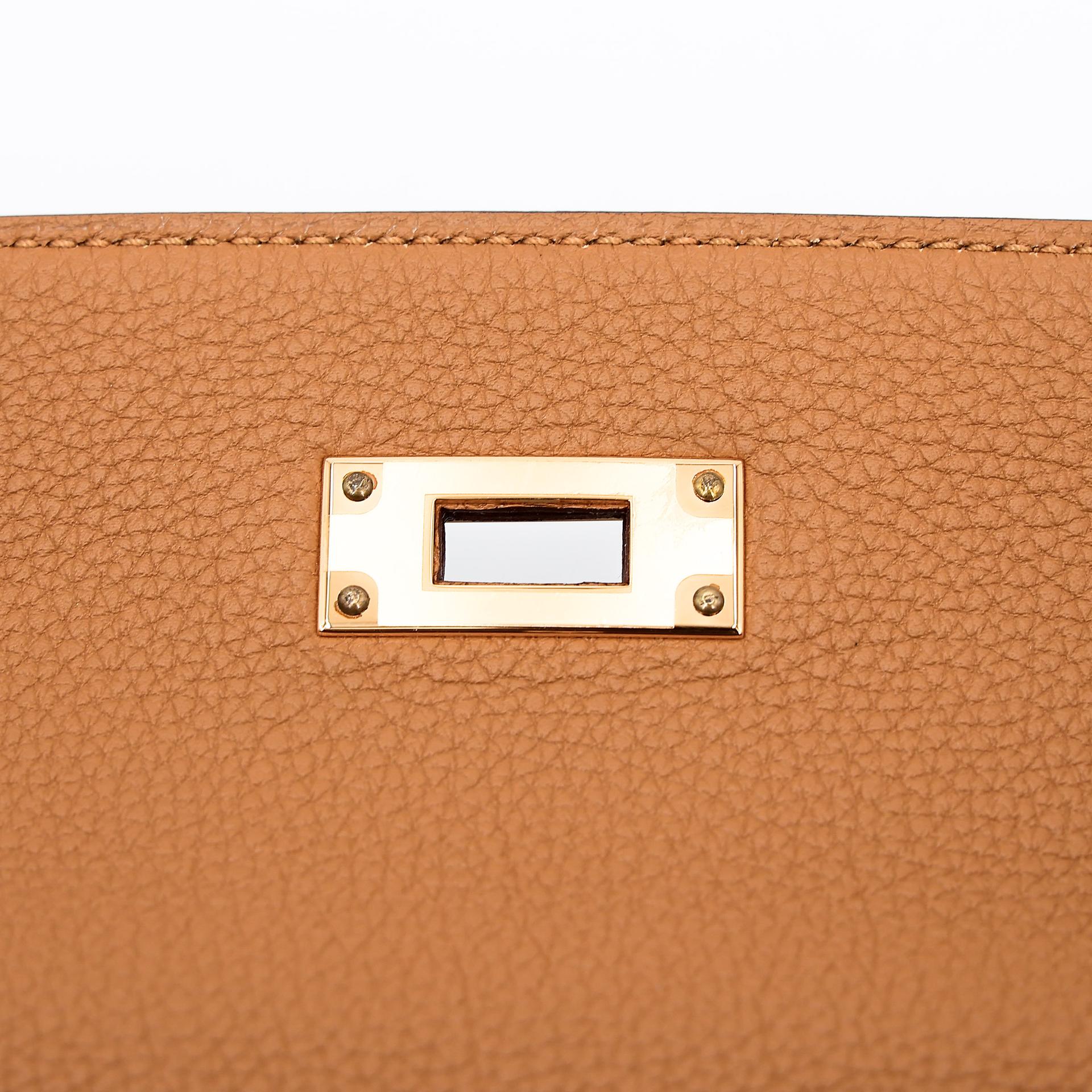 Unused ( Rank NS ) HERMÈS Kelly 28 Touch Tabac Camel (24) Togo Shiny Niloticus Crocodile Gold hardware U (2022) - 11