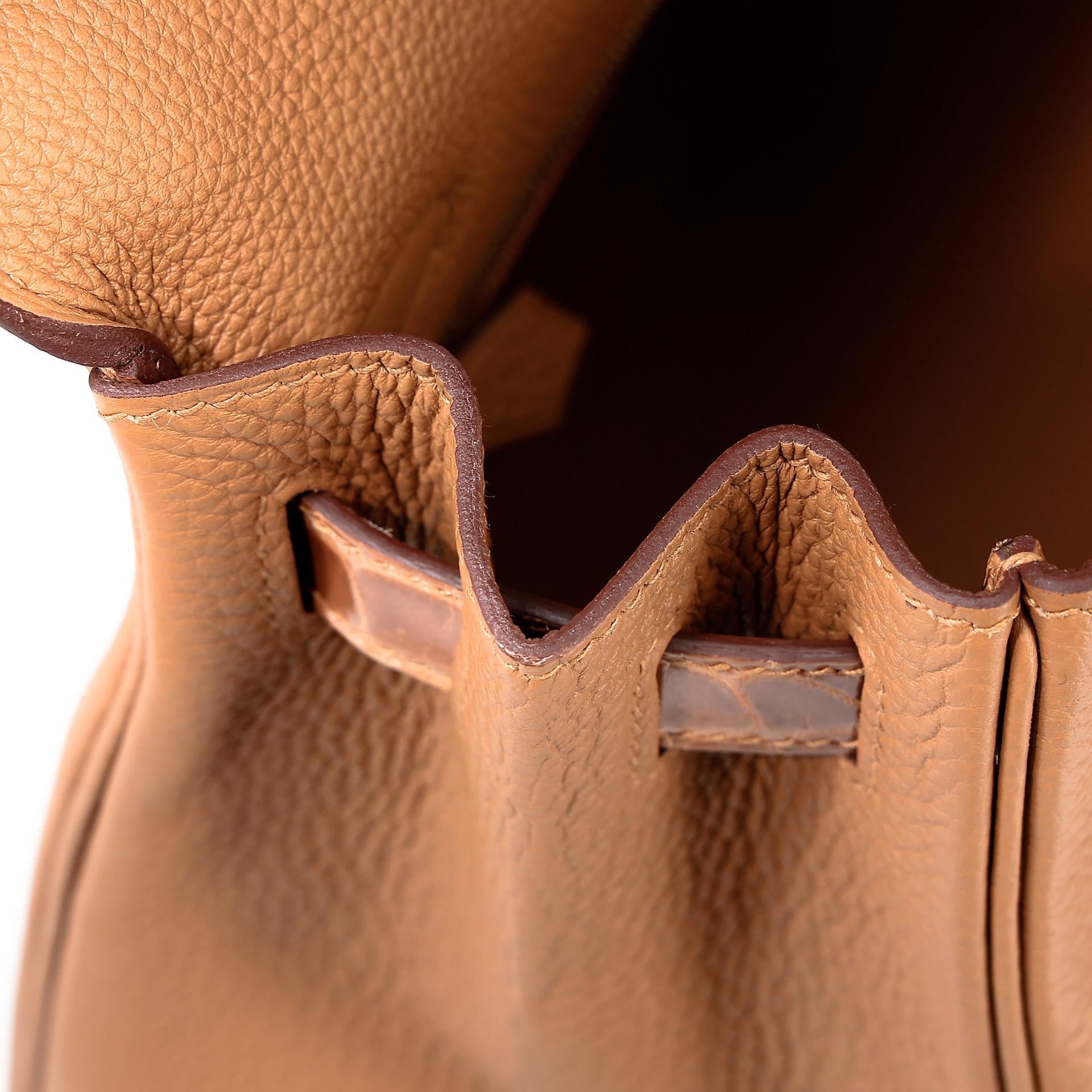 Unused ( Rank NS ) HERMÈS Kelly 28 Touch Tabac Camel (24) Togo Shiny Niloticus Crocodile Gold hardware U (2022) - 15