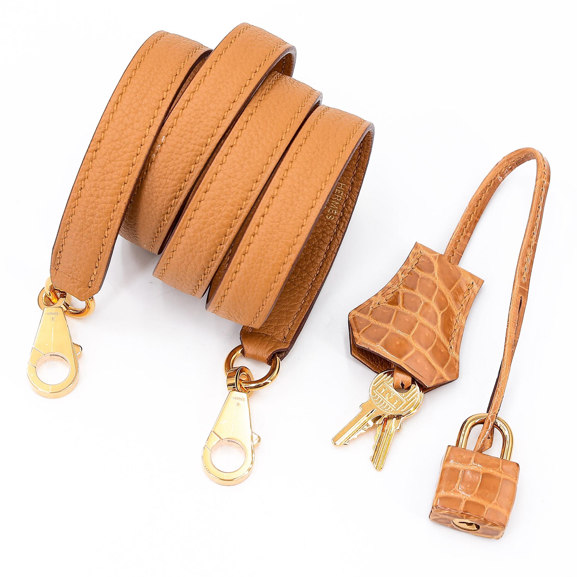 Unused ( Rank NS ) HERMÈS Kelly 28 Touch Tabac Camel (24) Togo Shiny Niloticus Crocodile Gold hardware U (2022) - 17