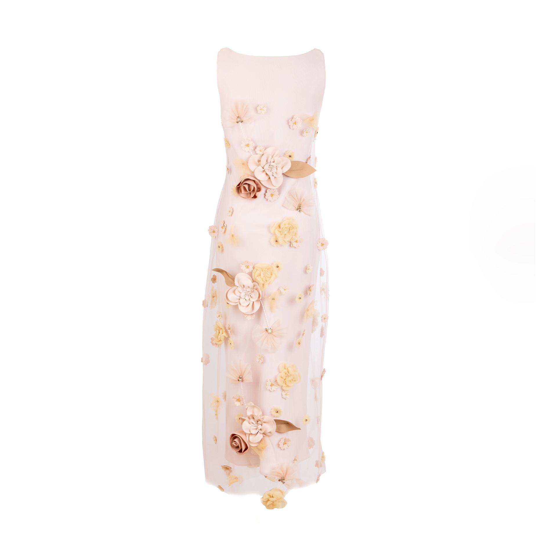 VIKTOR & ROLF Floral Embroidery Midi Dress Pink