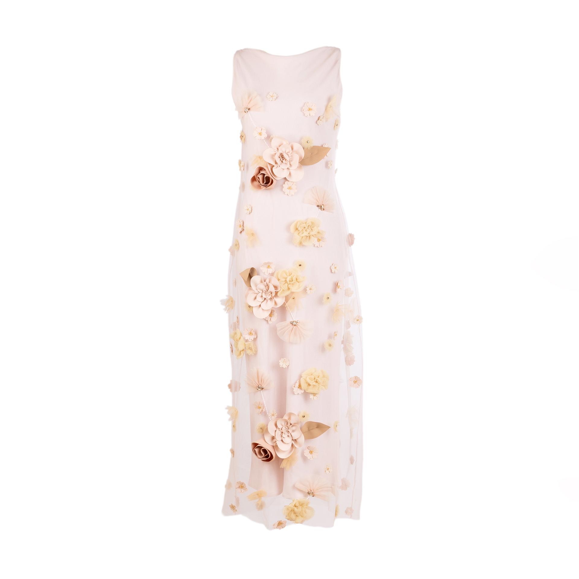 VIKTOR & ROLF Floral Embroidery Midi Dress Pink