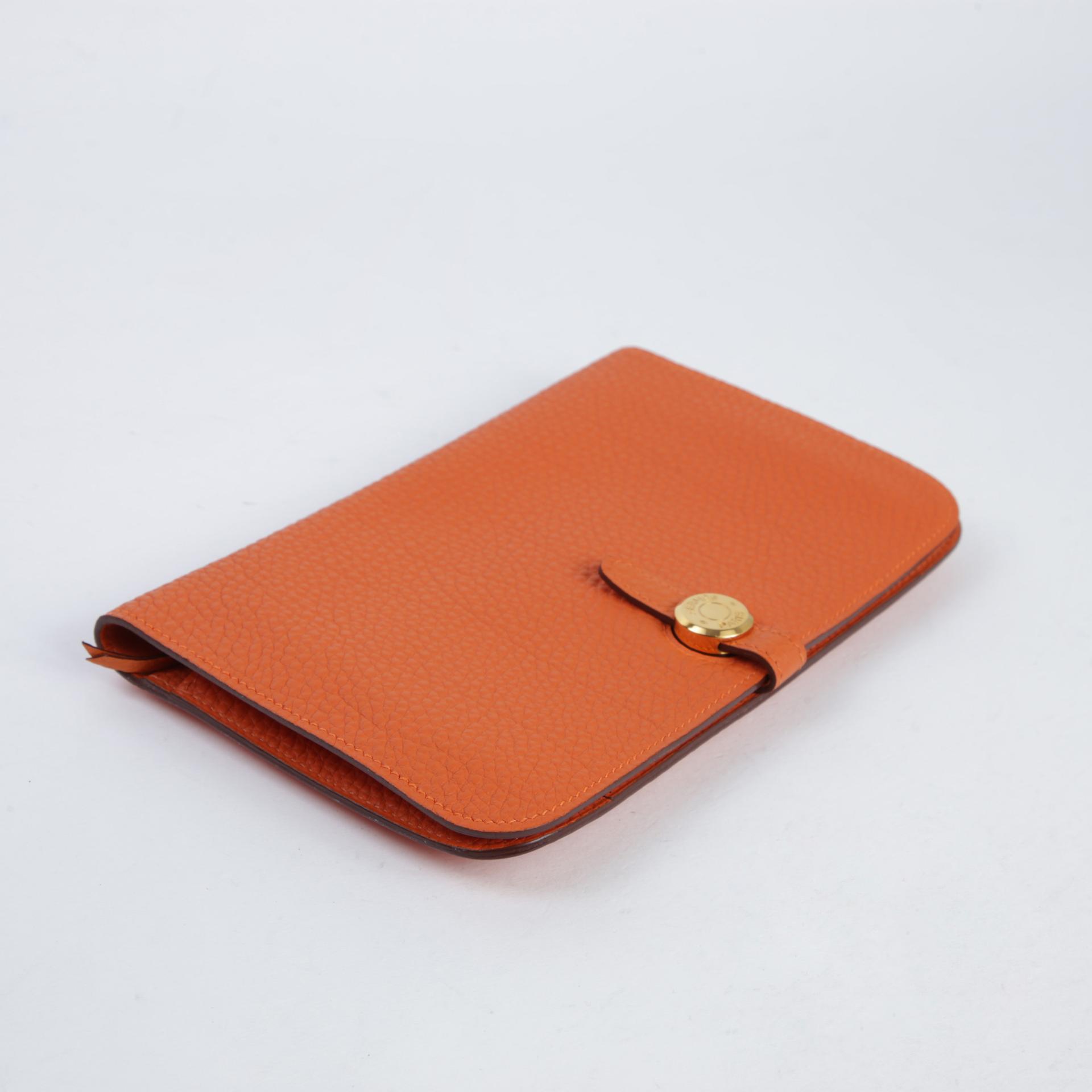 SA超美品 HERMÈS 愛馬仕 Dogon 錢包 GM 橙色 Togo皮 金扣 □H刻 2004年 - 3