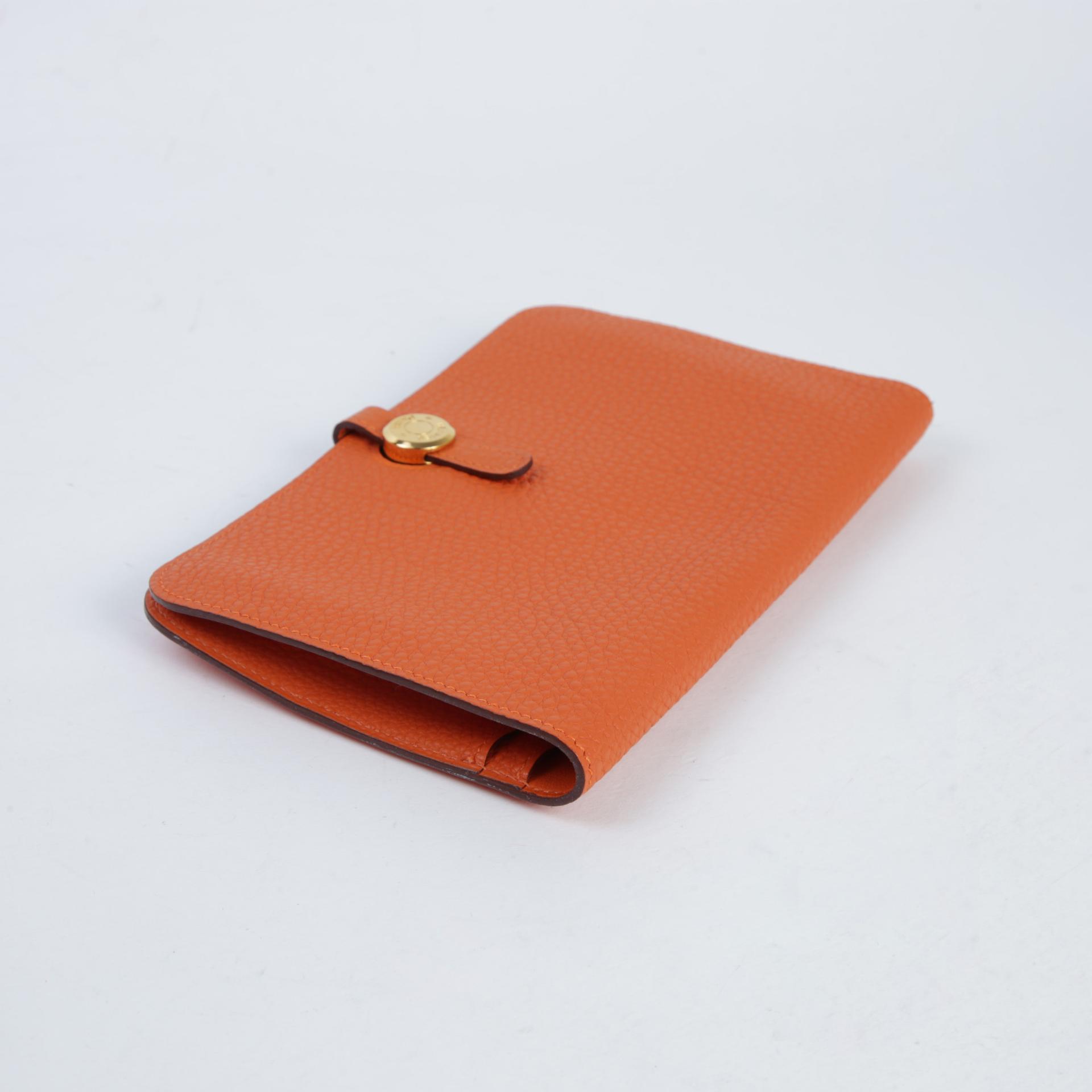 SA超美品 HERMÈS 愛馬仕 Dogon 錢包 GM 橙色 Togo皮 金扣 □H刻 2004年 - 5