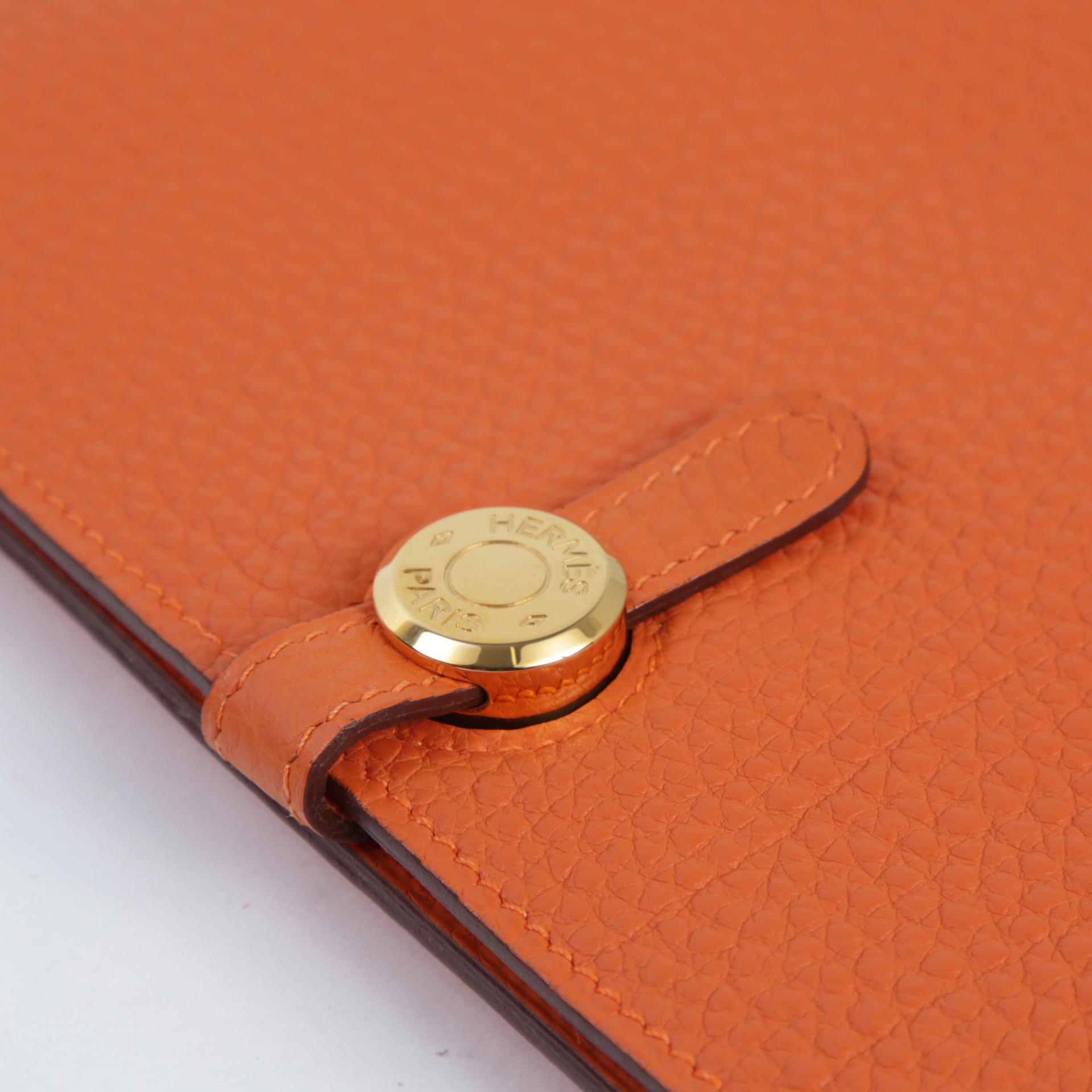 SA超美品 HERMÈS 愛馬仕 Dogon 錢包 GM 橙色 Togo皮 金扣 □H刻 2004年 - 7