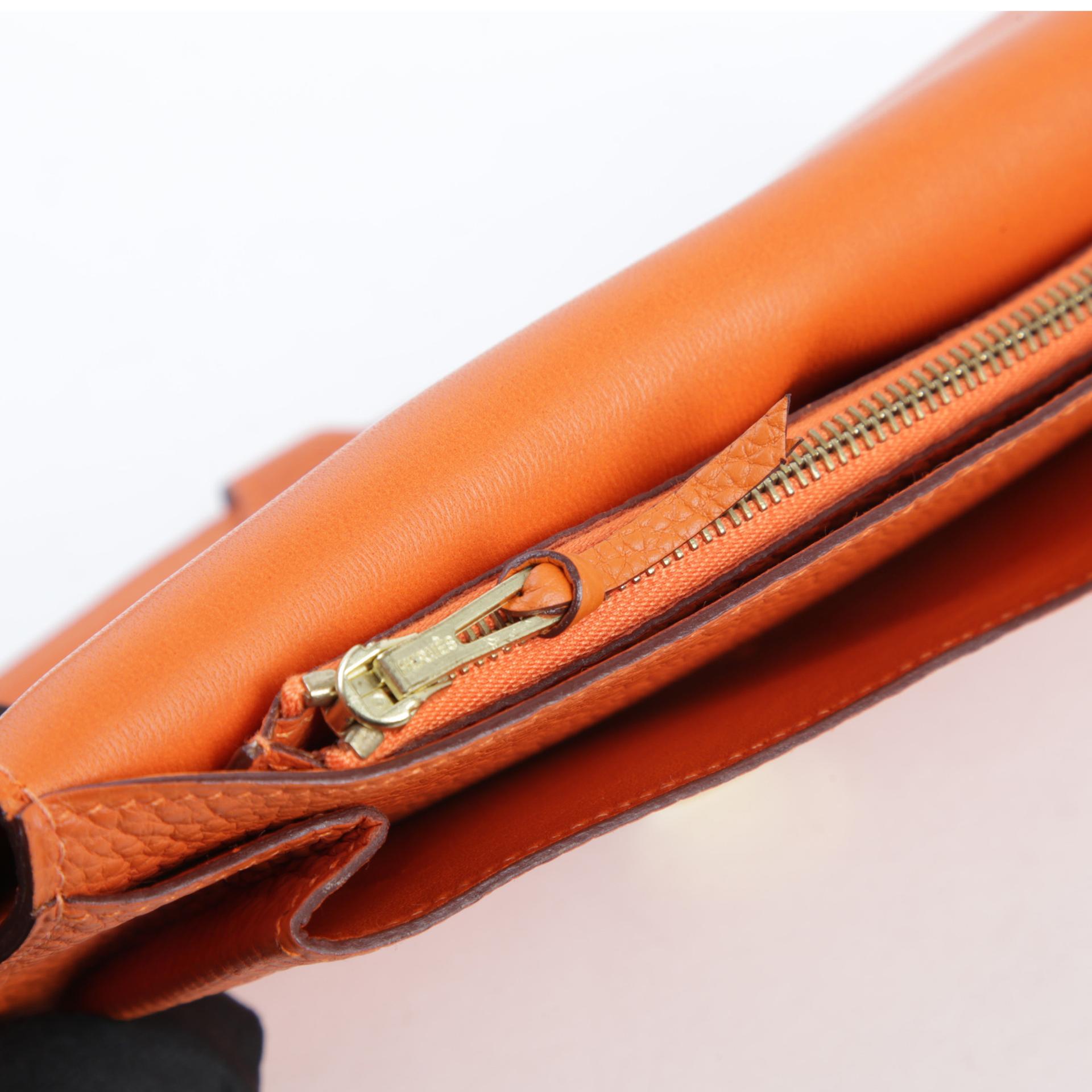 SA超美品 HERMÈS 愛馬仕 Dogon 錢包 GM 橙色 Togo皮 金扣 □H刻 2004年 - 13