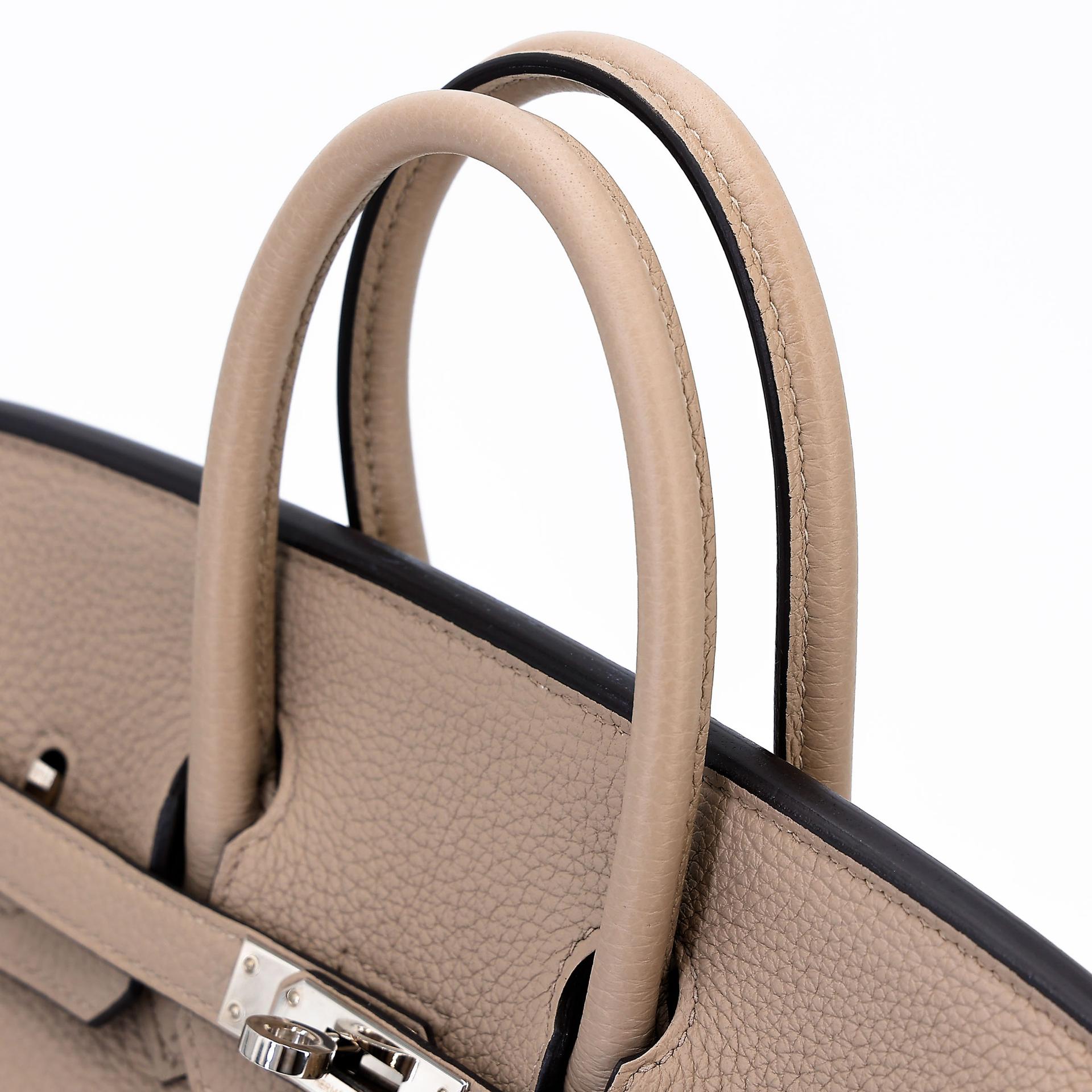 Excellent ( Rank SA ) HERMÈS Birkin 25 Gris Tourterelle (81) Togo Palladium hardware U (2022) - 3