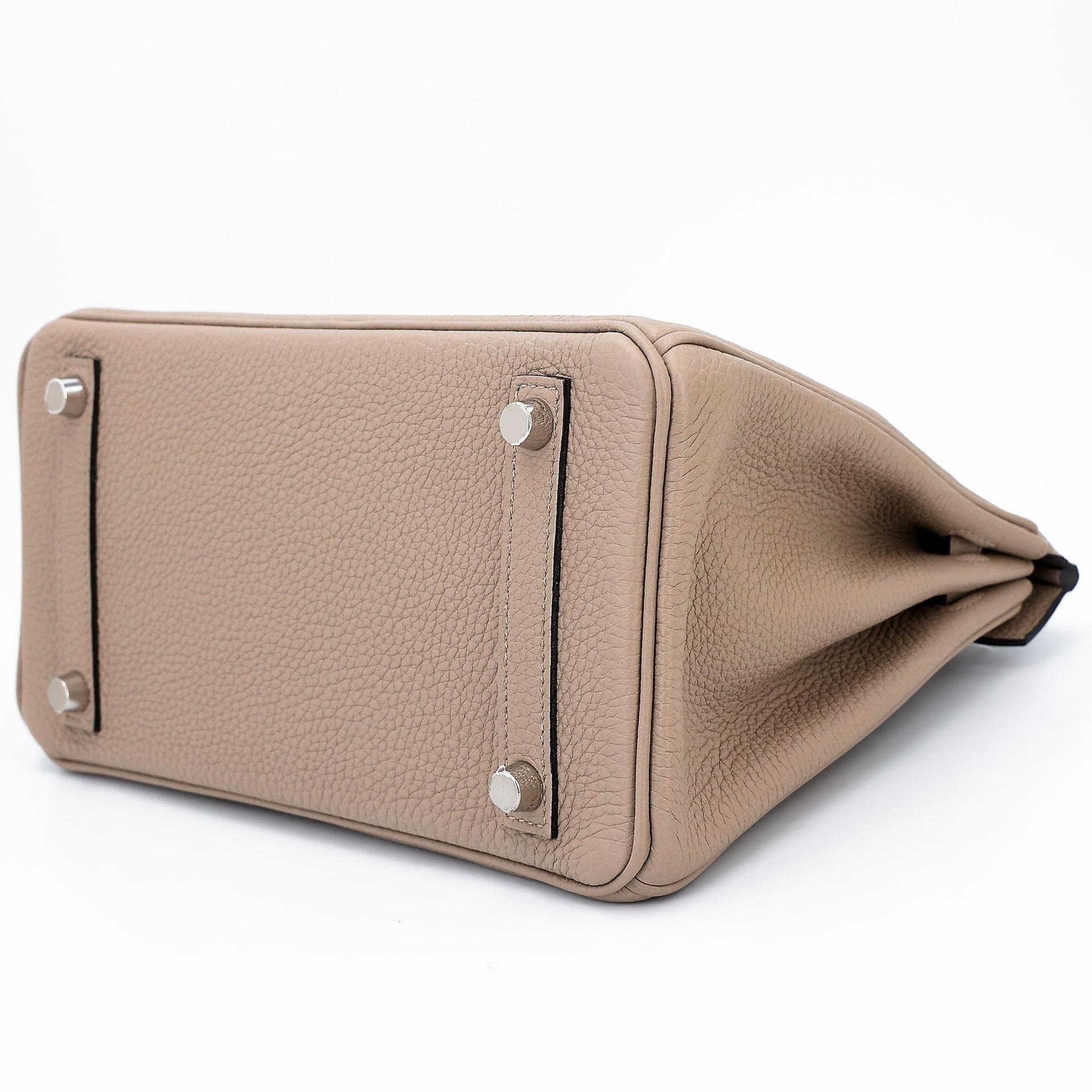 Excellent ( Rank SA ) HERMÈS Birkin 25 Gris Tourterelle (81) Togo Palladium hardware U (2022) - 6