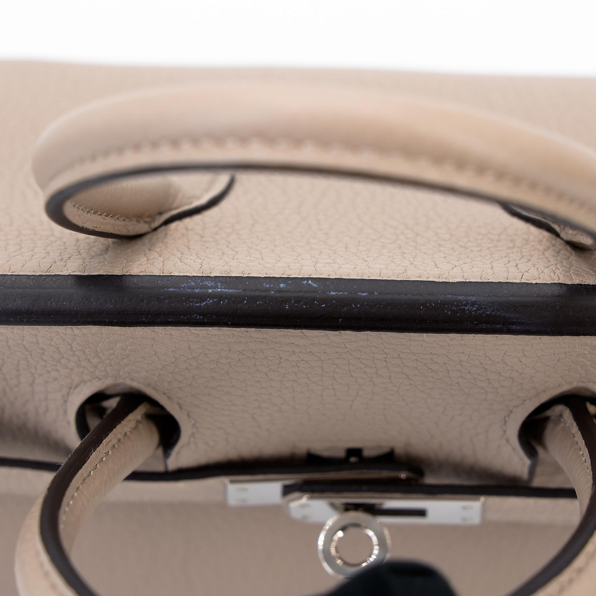 Excellent ( Rank SA ) HERMÈS Birkin 25 Gris Tourterelle (81) Togo Palladium hardware U (2022) - 9